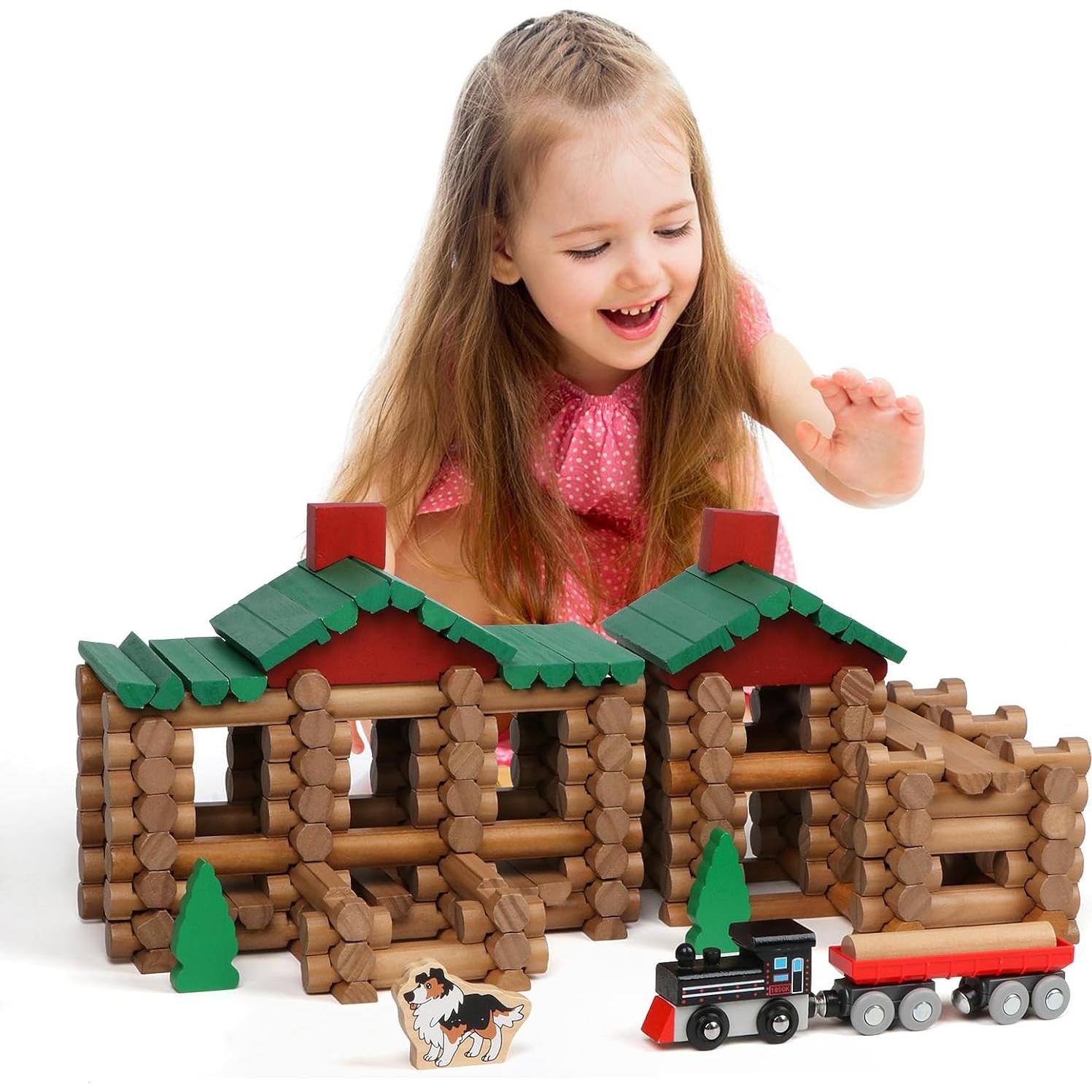 Juego de Construcción de Troncos de Madera Wondertoys 208 Piezas