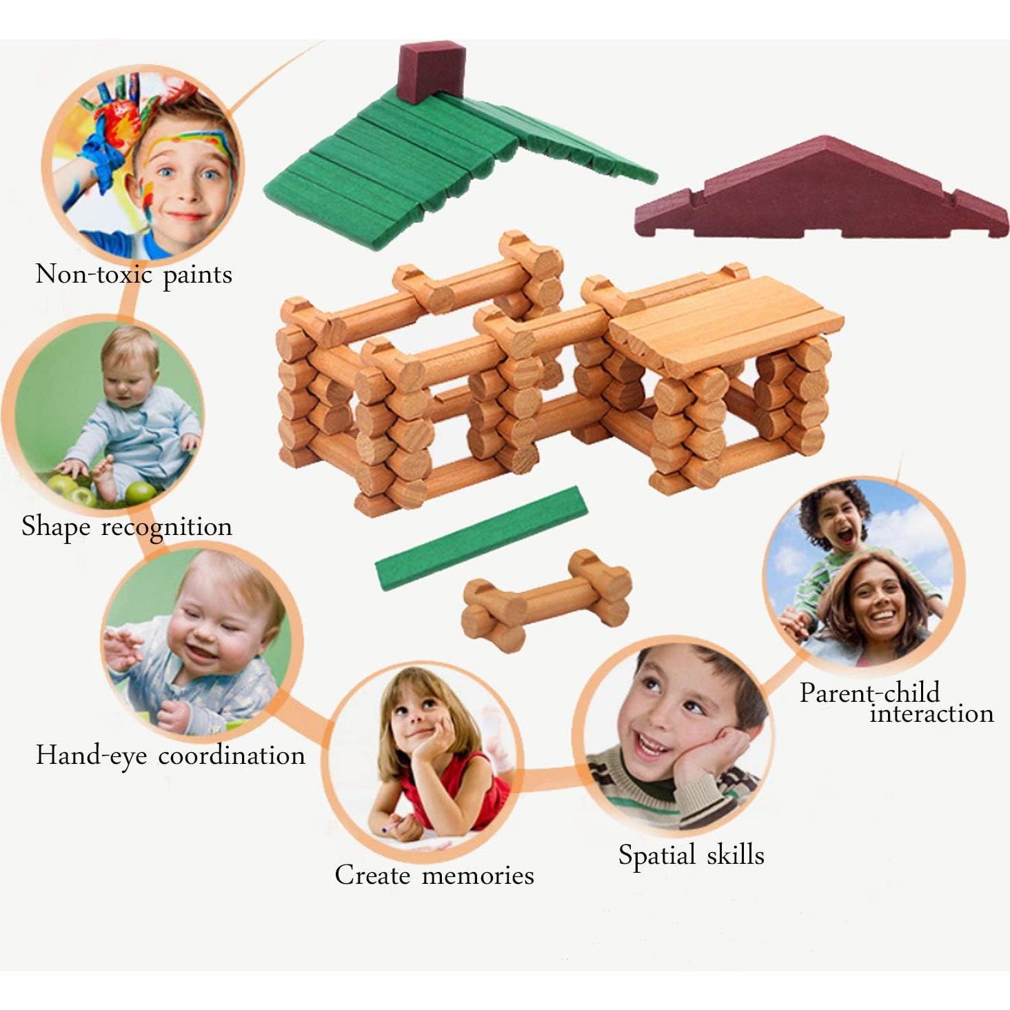 Juego de Construcción de Troncos de Madera Wondertoys 90 Piezas