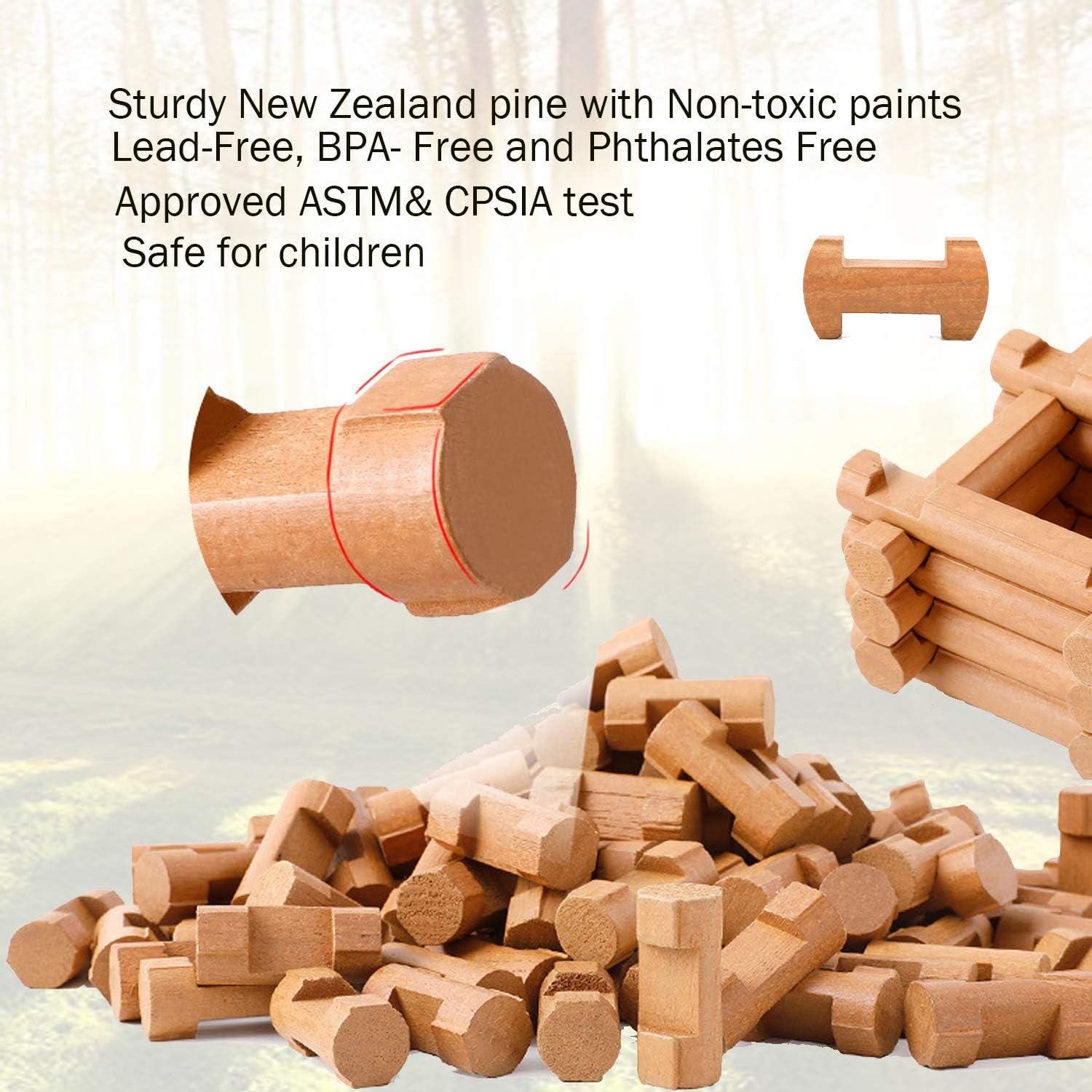 Juego de Construcción de Troncos de Madera Wondertoys 90 Piezas