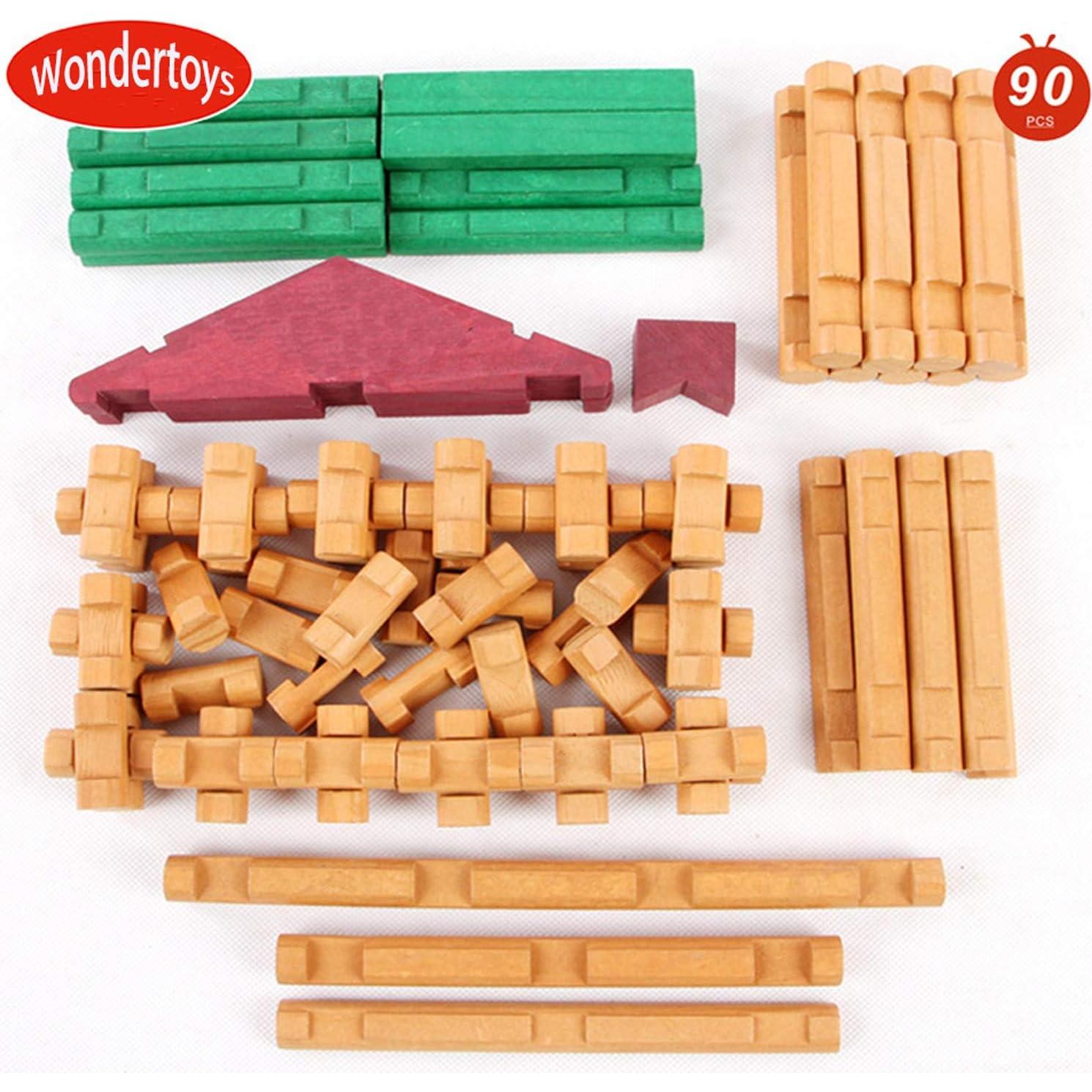 Juego de Construcción de Troncos de Madera Wondertoys 90 Piezas