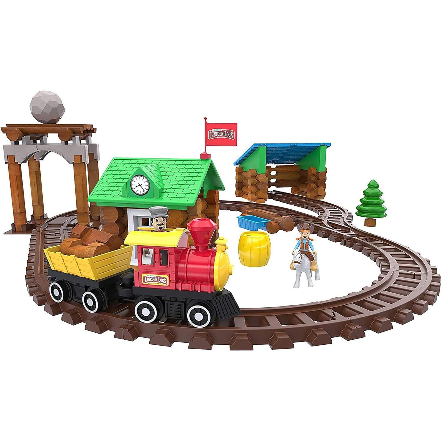 Tren Sawmill Express Lincoln Logs - 101 Piezas - Juguete Educativo