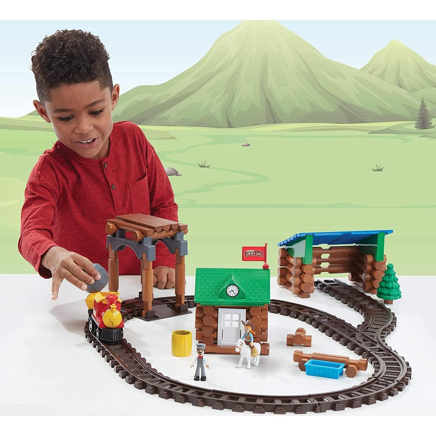 Tren Sawmill Express Lincoln Logs - 101 Piezas - Juguete Educativo