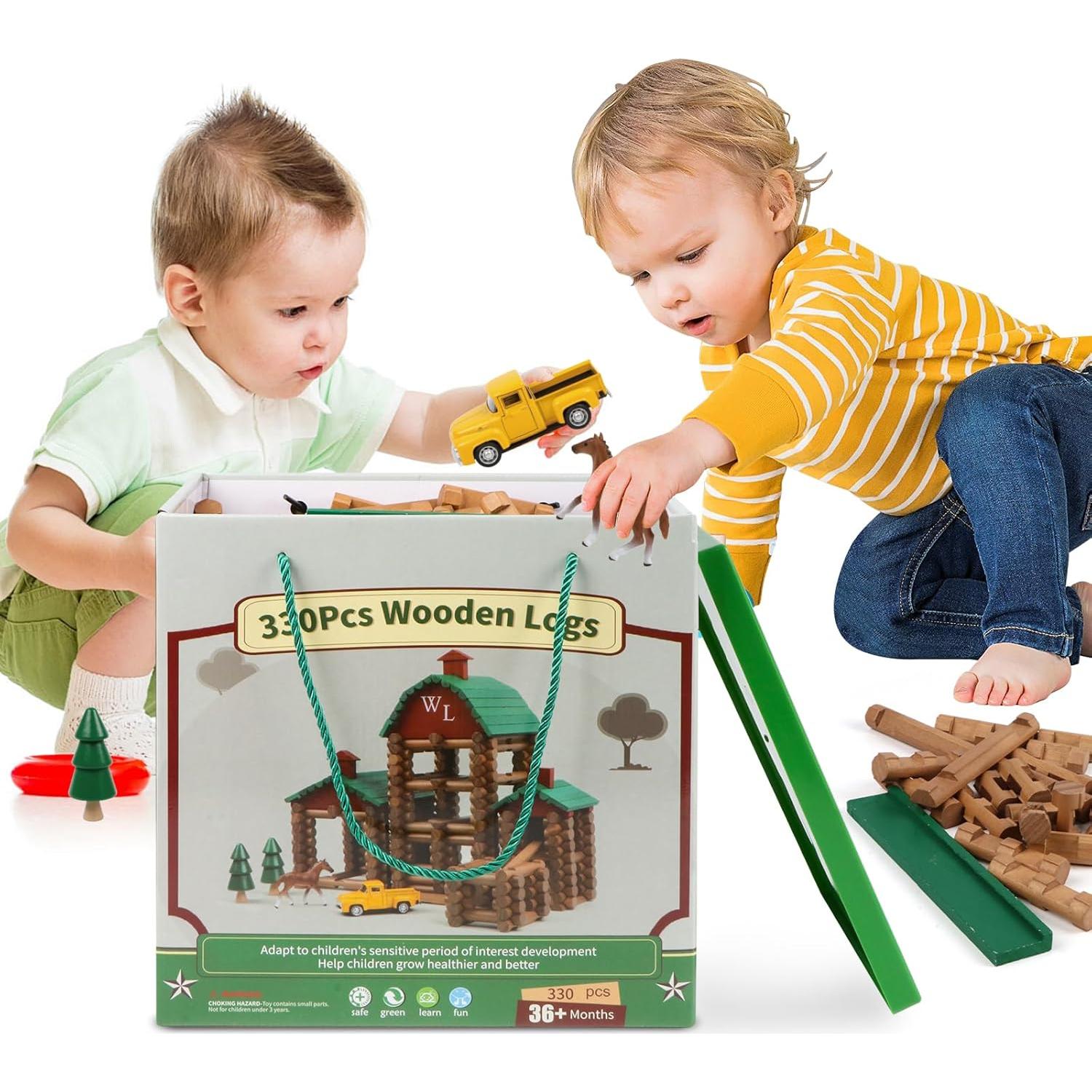 Wondertoys Conjunto de Troncos de Madera 330 Piezas 3+