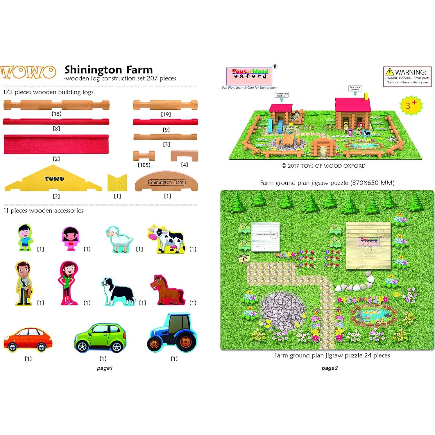 Juego de Granja de Madera Toys of Wood Oxford - 207 Piezas