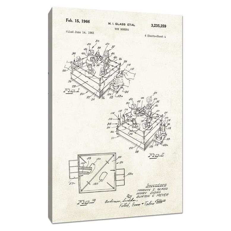 Lienzo enmarcado Rockem Sockem Robots 30x20 cm - Arte de Patentes