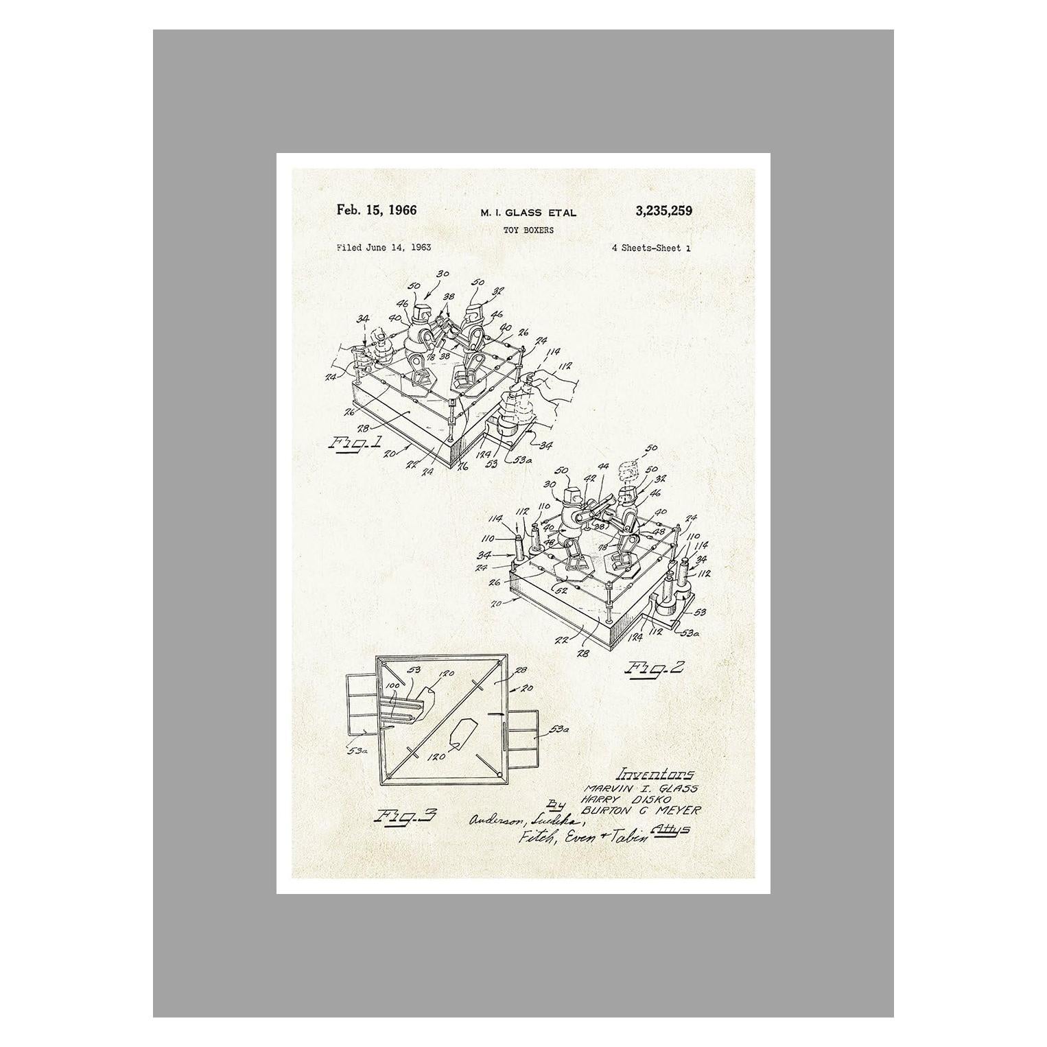 Póster mate Rockem Sockem Robots 61x41 cm - Arte de patentes