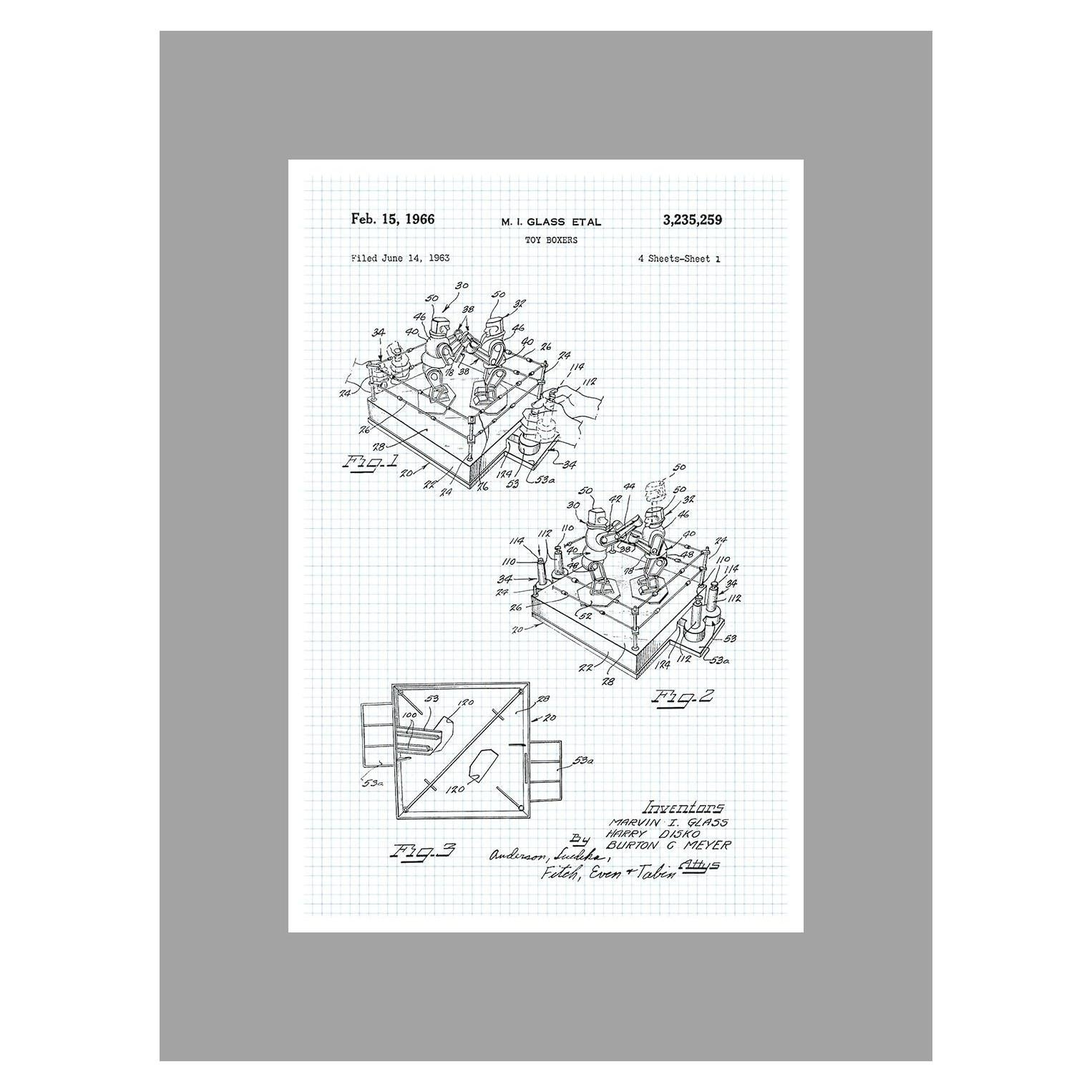 Póster Mate Rockem Sockem Robots - Grafito sobre Fondo Azul - 61x41 cm