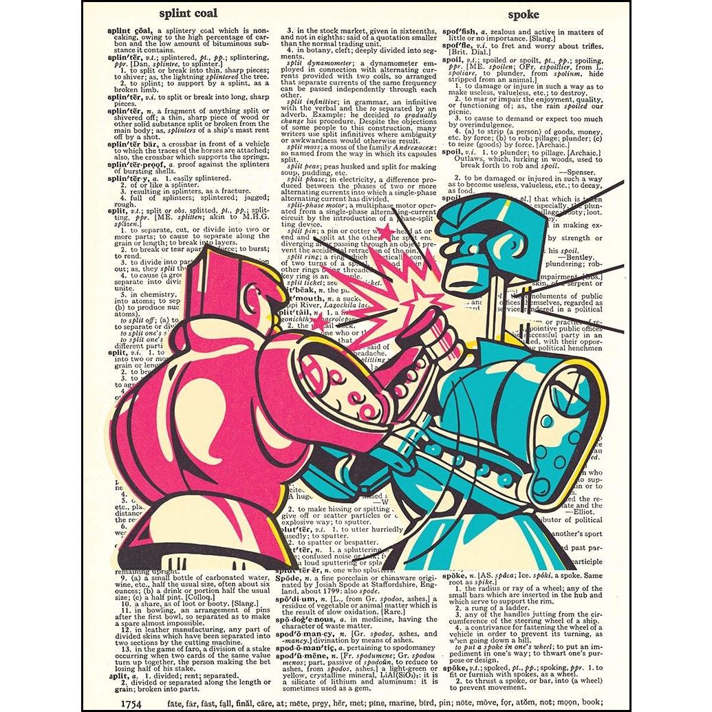 Impresión Rock'em Sock'em Robots en Papel Vintage 20x27 cm