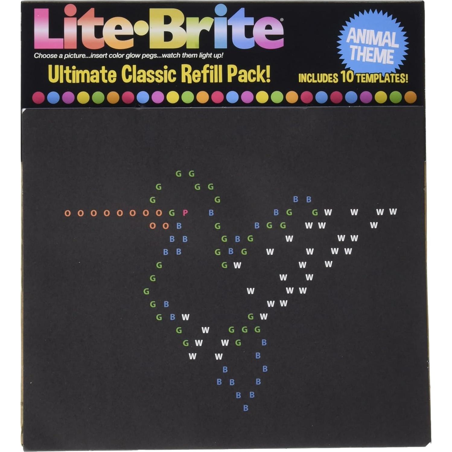 Paquete de Recarga Lite Brite Clásico Ultimate - Animales - 10 Plantillas