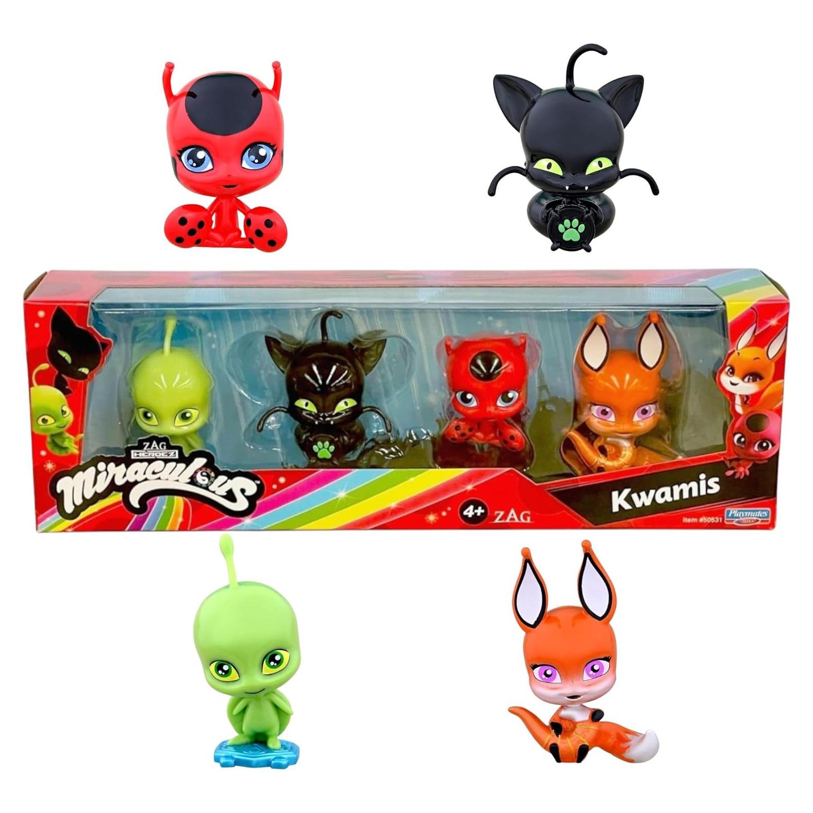 Figuras Kwami Miraculous Ladybug BANDAI - 4 Piezas Mágicas
