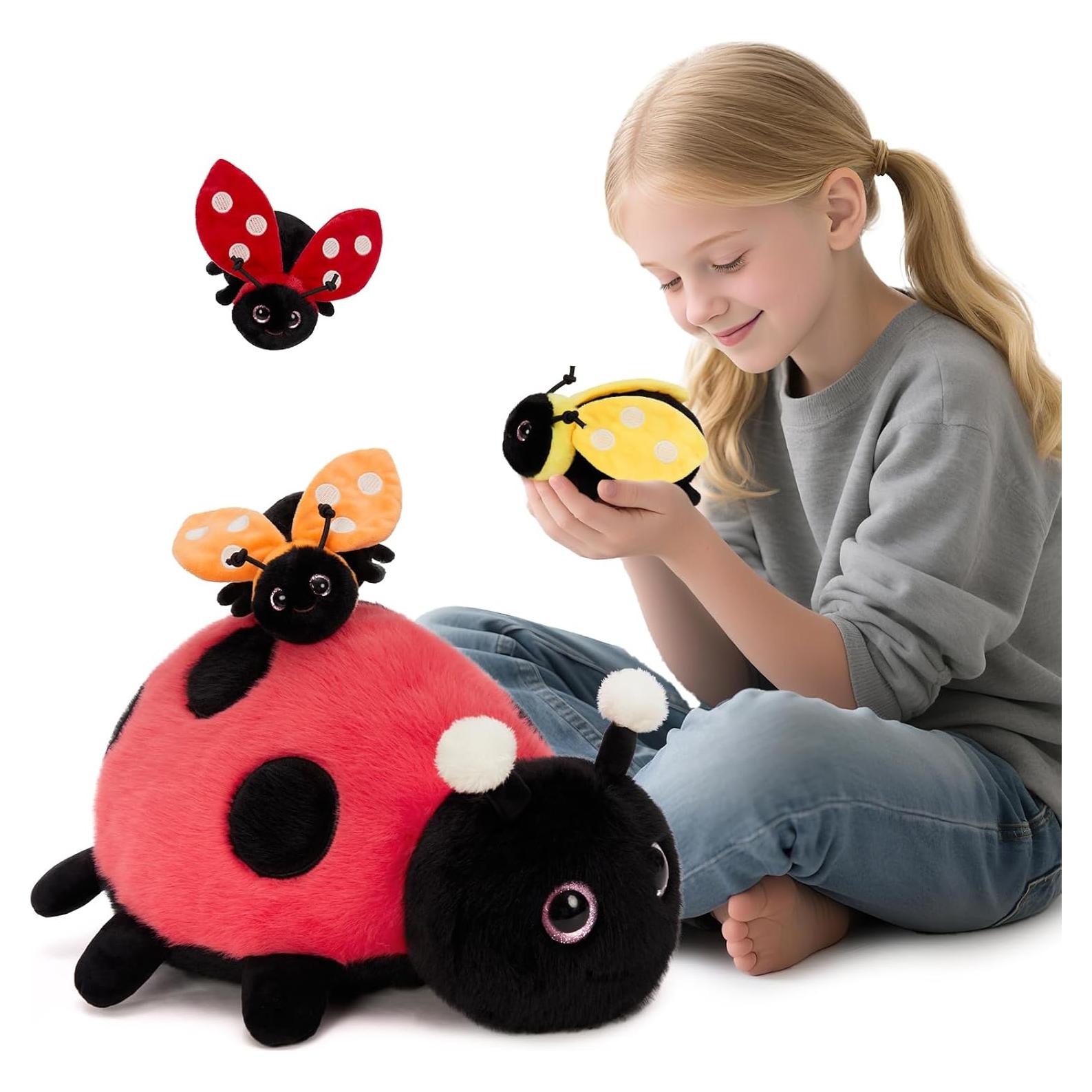 MaoGoLan Juguete de Peluche Mariquita Madre 40.6 cm con Bebés