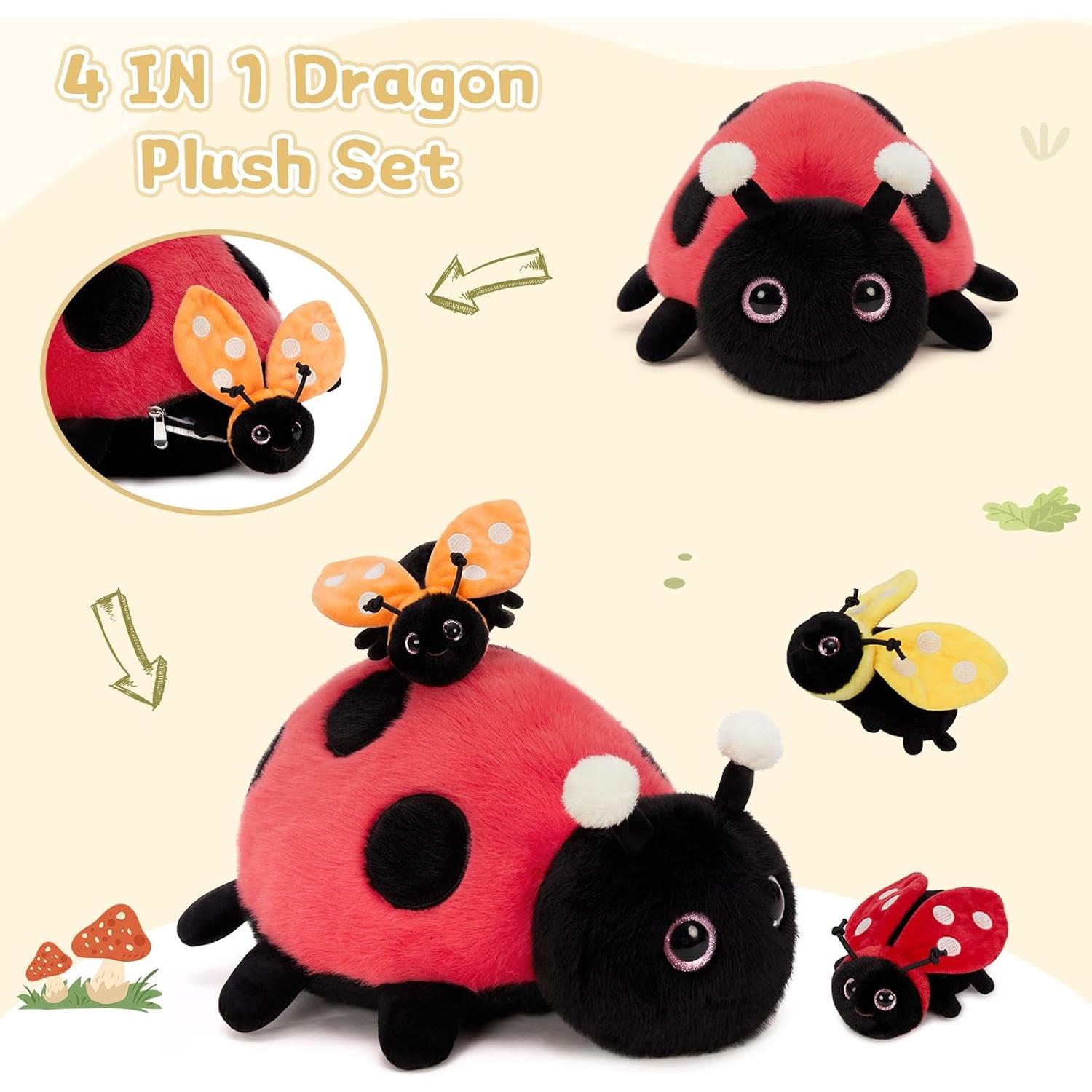 MaoGoLan Juguete de Peluche Mariquita Madre 40.6 cm con Bebés