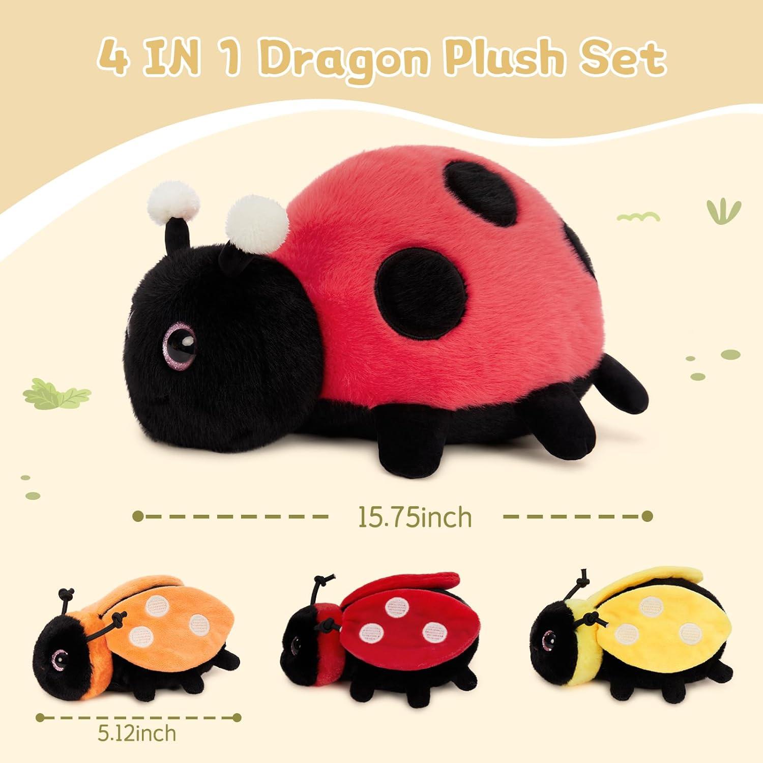 MaoGoLan Juguete de Peluche Mariquita Madre 40.6 cm con Bebés