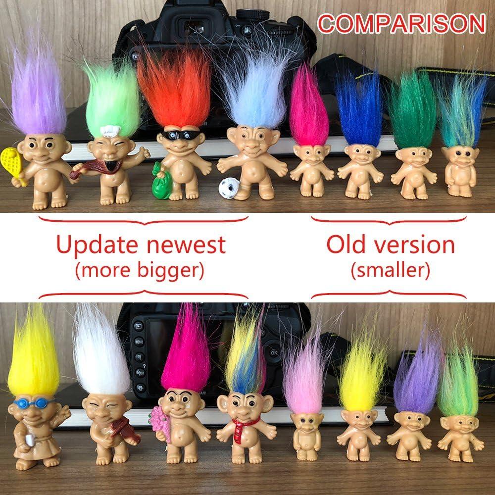 8 Muñecas Troll Vintage PVC 80s Coloridas para Colección