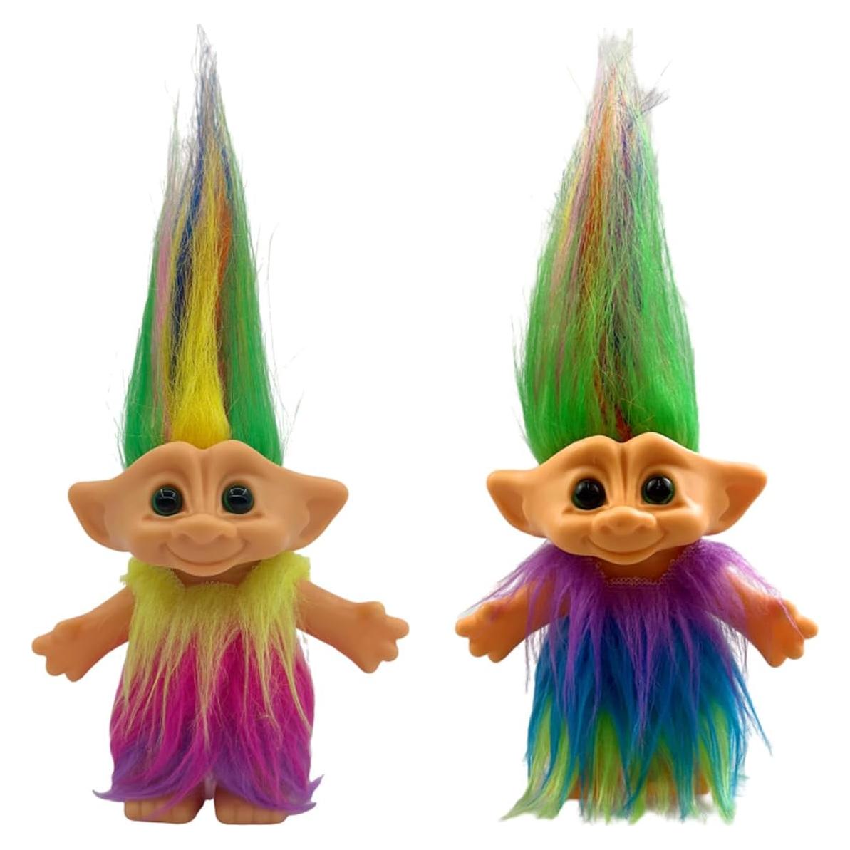 Set de 2 Muñecas Troll Vintage 19 cm Amarillo y Púrpura