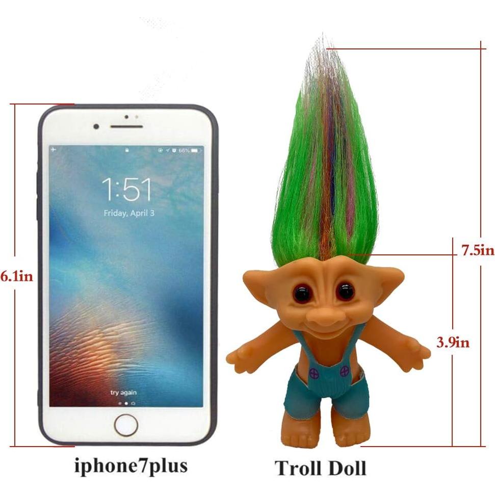 Muñecos Troll Vintage PVC 19 cm Tirantes Azules Set de 10