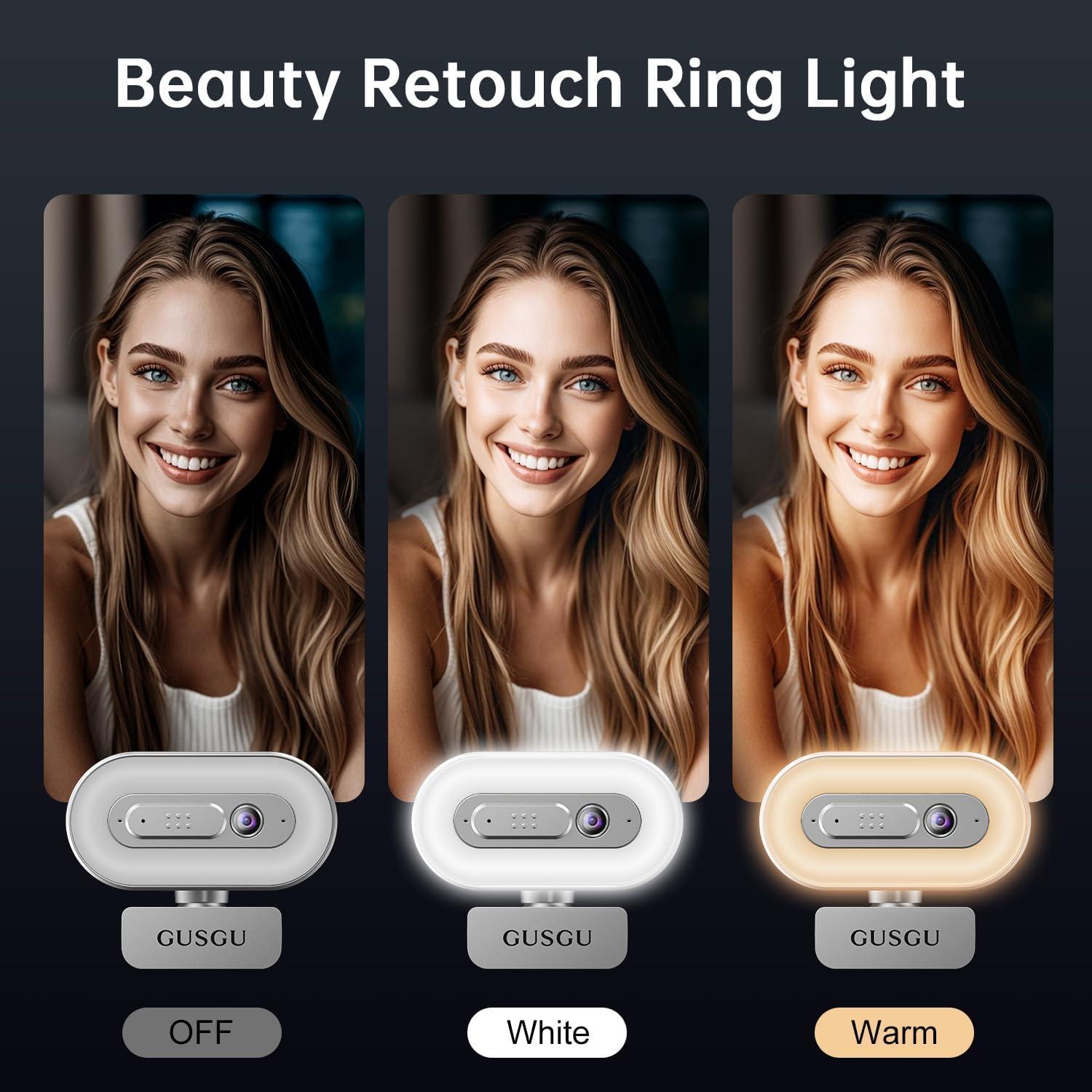 Cámara Web GUSGU G920 2K Quad HD con Micrófono y Luz