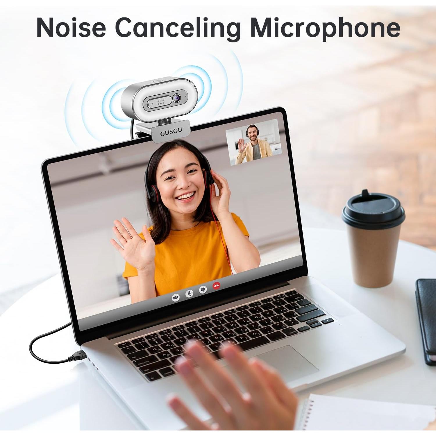 Cámara Web GUSGU G920 2K Quad HD con Micrófono y Luz