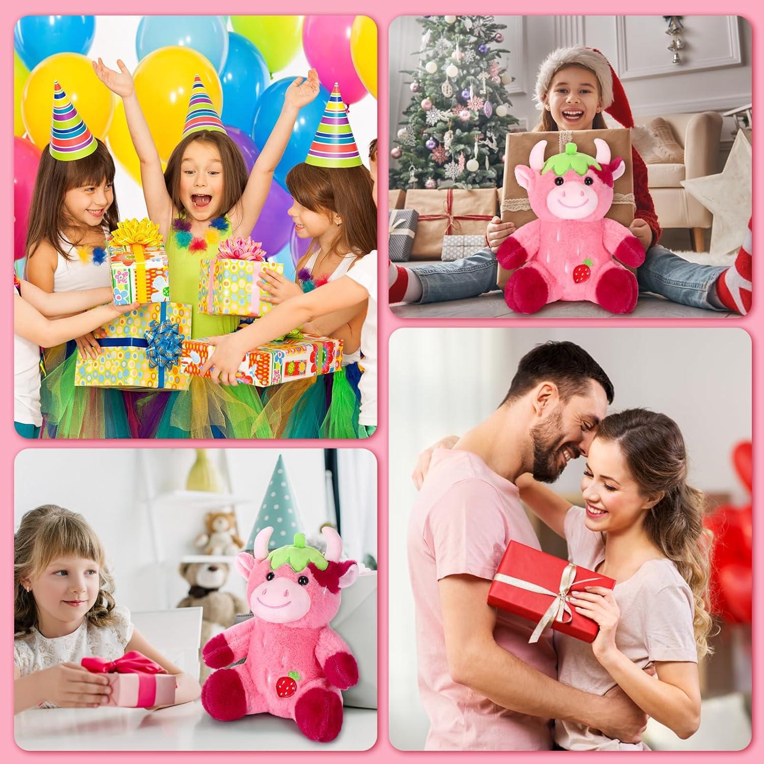 Peluche de Vaca Rosa HyDren 25 cm Suave y Lindo para Niños