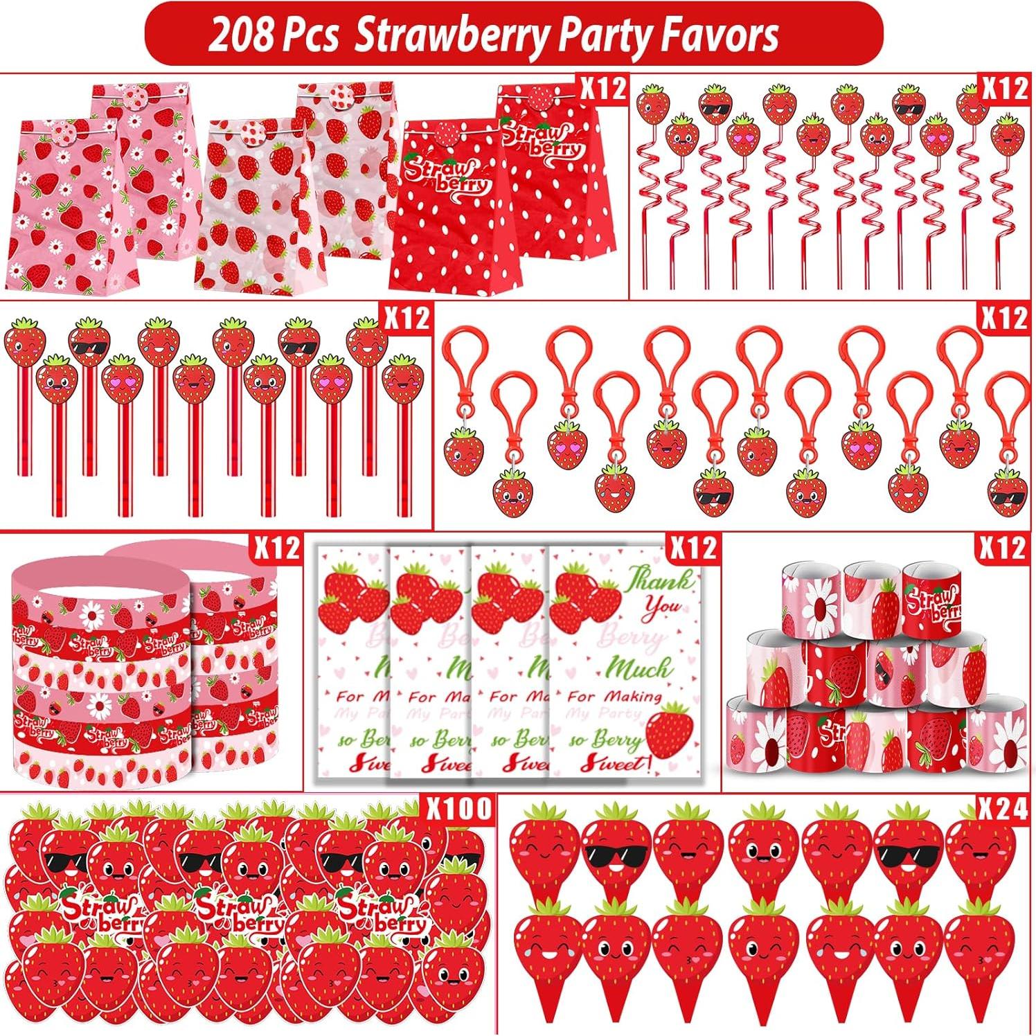 Set de Fiesta de Fresa 208 Piezas - Decoración Cumpleaños PLOUGVI