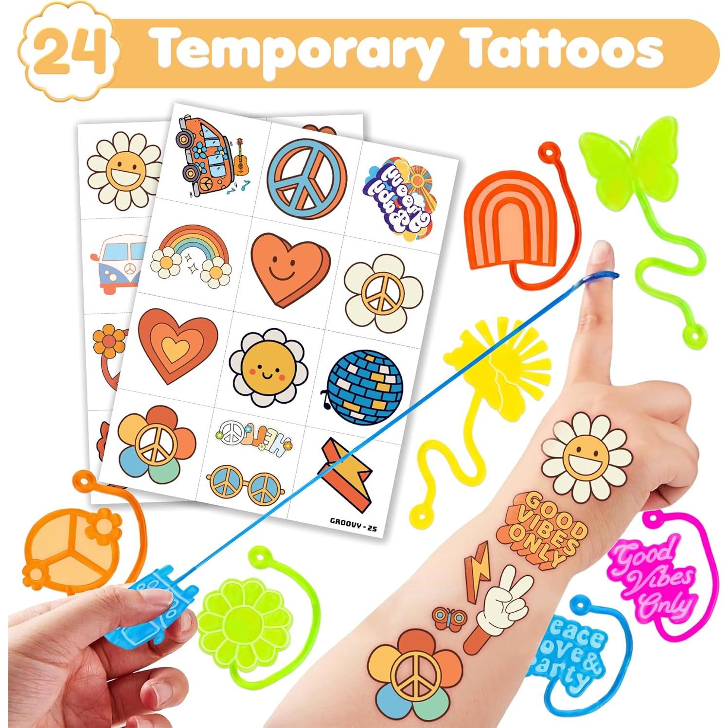 48PCS Manos Pegajosas y Tatuajes Temporales Groovy