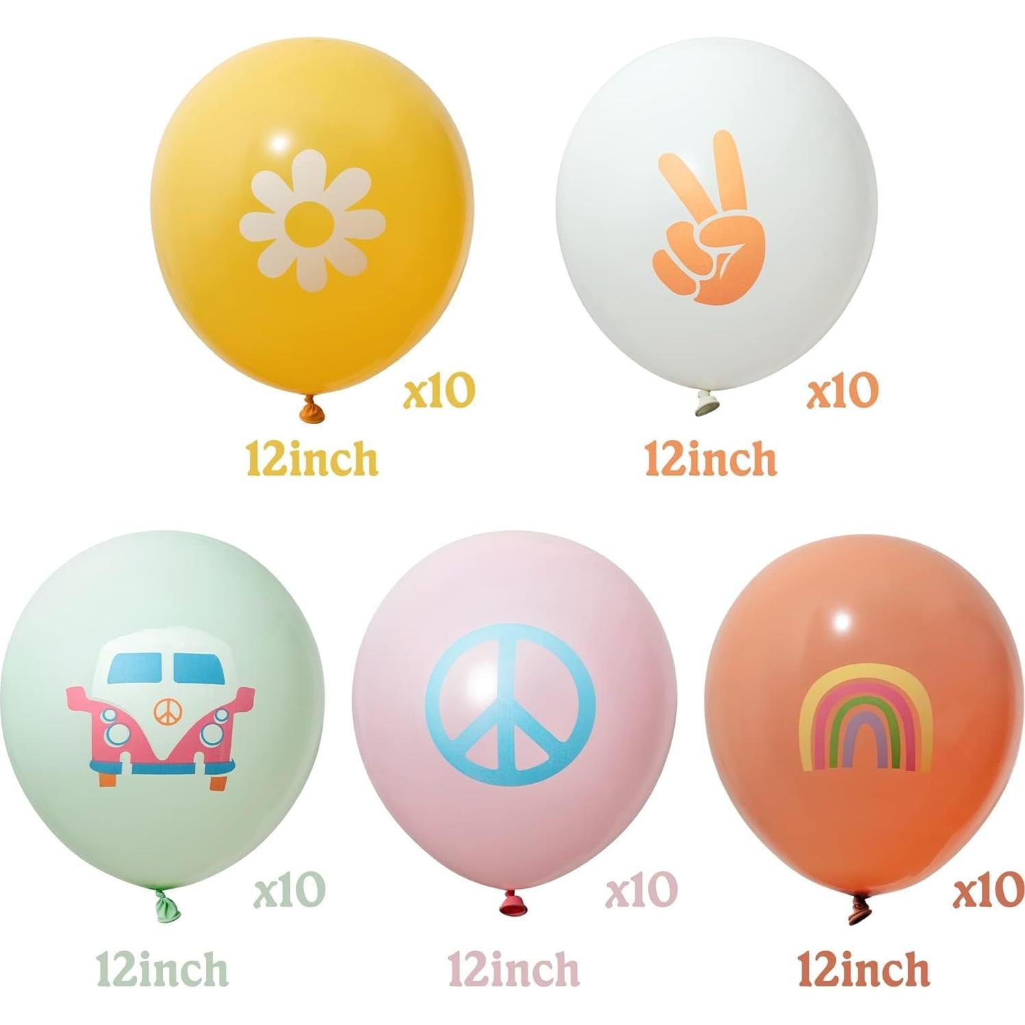 Globos Retro Psicodélicos ANGOLIO 50 Pcs 12 cm para Fiesta