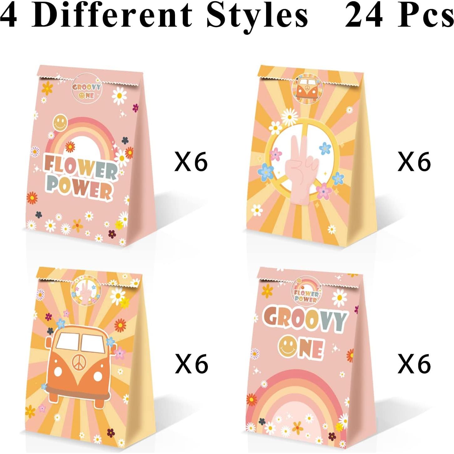 24 Bolsas de Favor de Fiesta Groovy BQC 21x15x8 cm