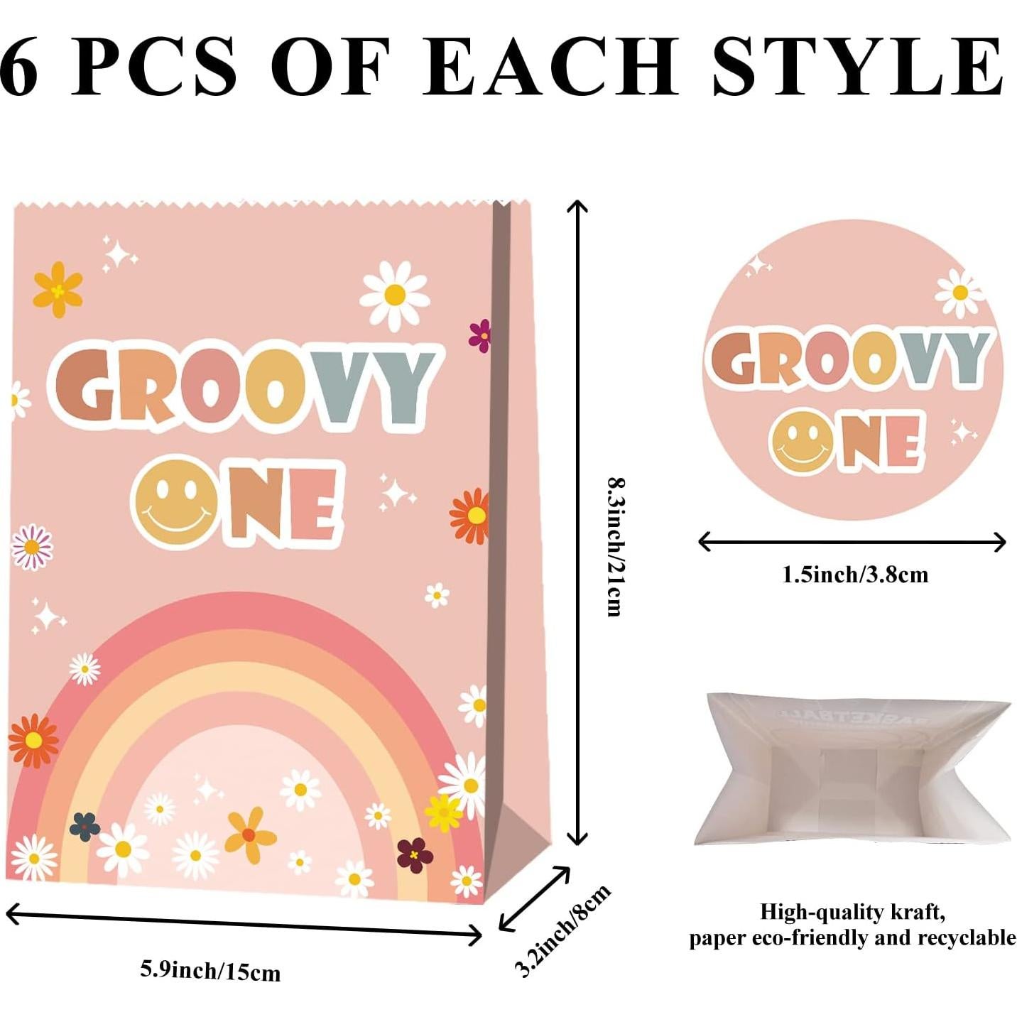 24 Bolsas de Favor de Fiesta Groovy BQC 21x15x8 cm