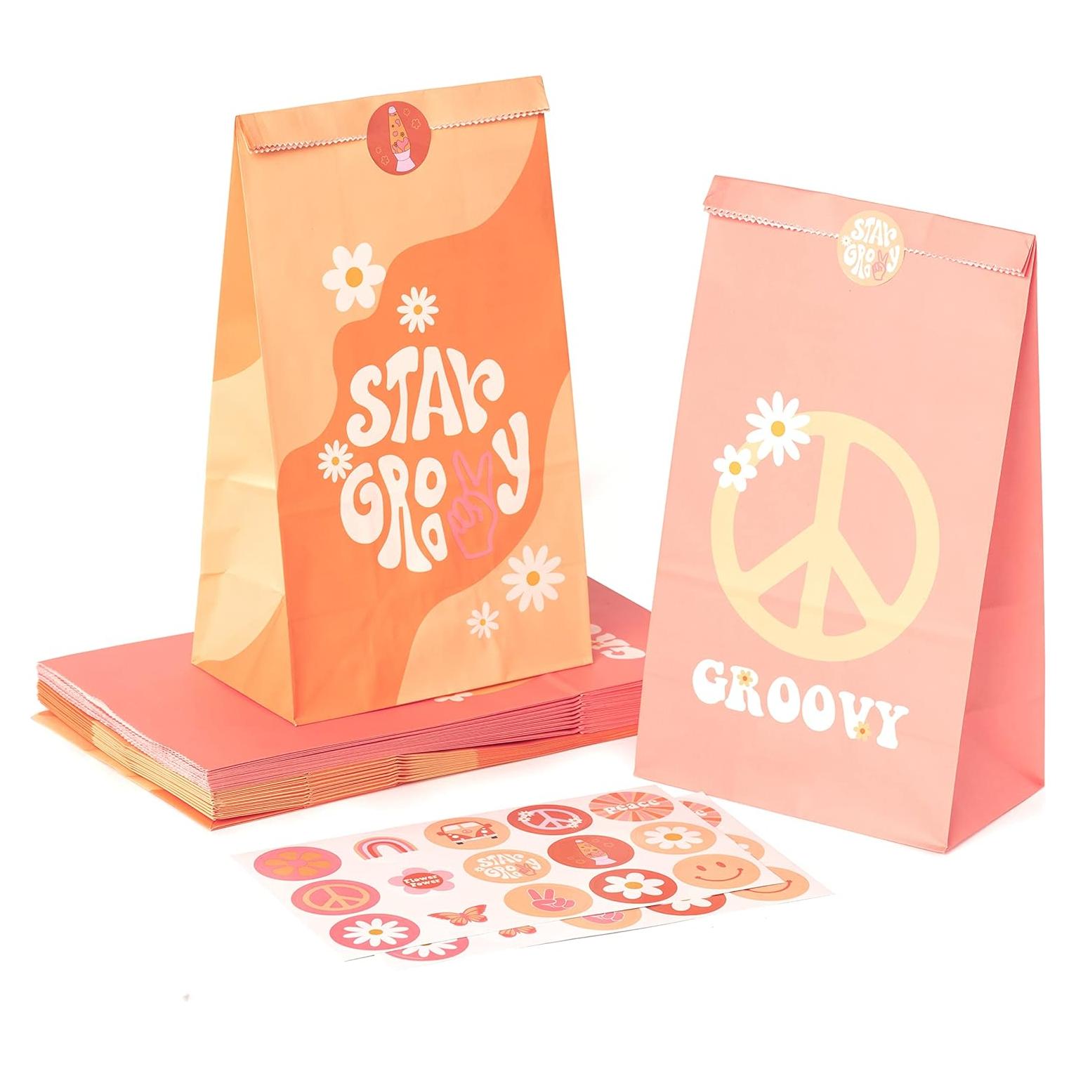 24 Bolsas de Favor de Fiesta Retro Hippie Boho A1diee