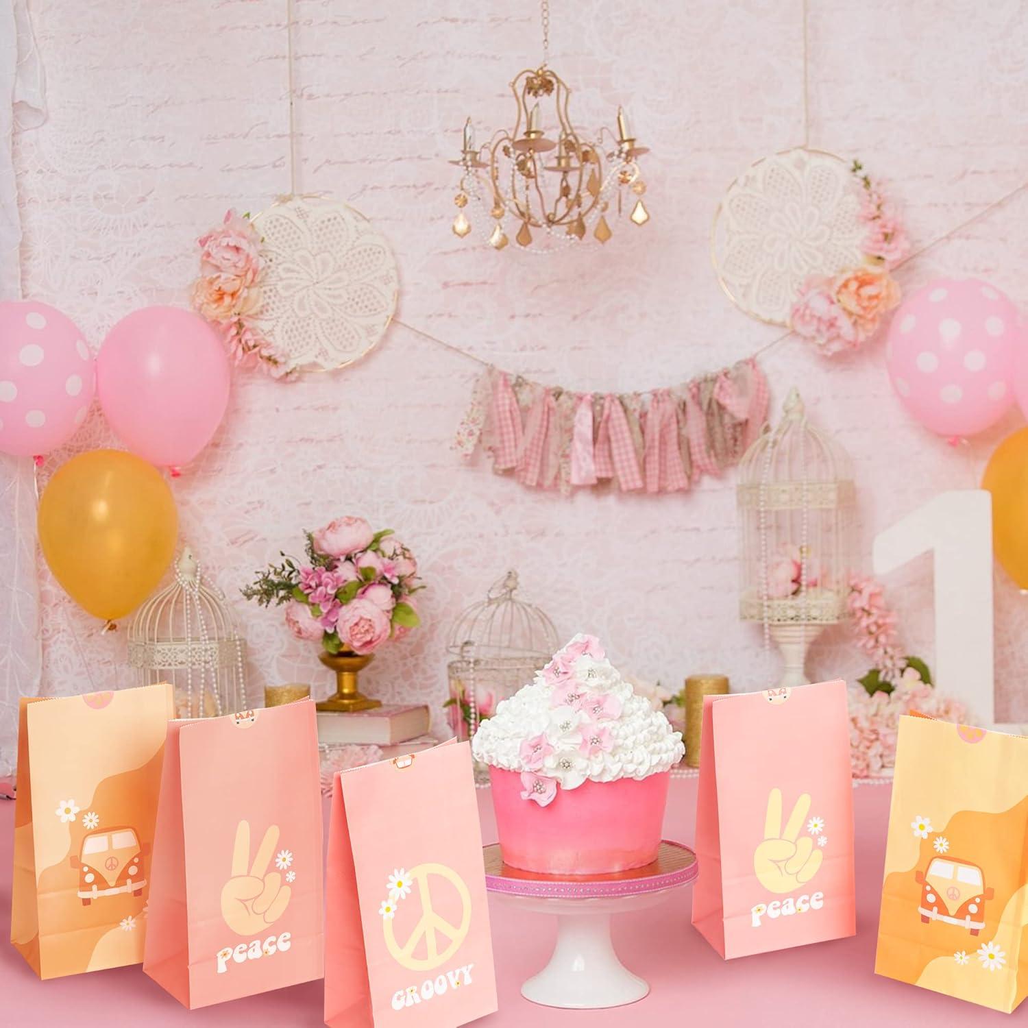 24 Bolsas de Favor de Fiesta Retro Hippie Boho A1diee