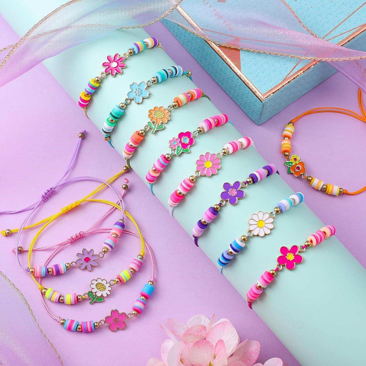 12 Pulseras Ajustables de Flores KELENO para Niñas