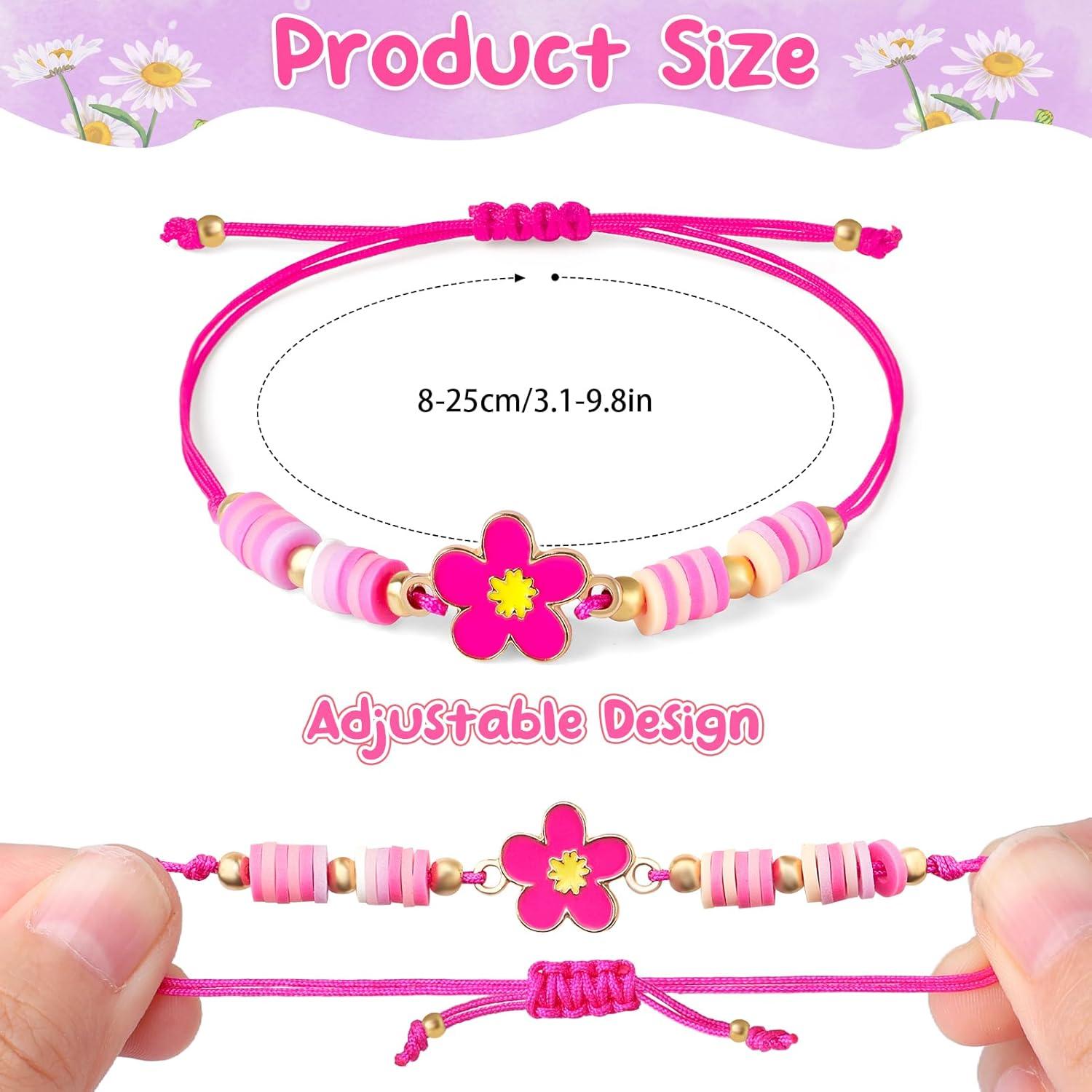 12 Pulseras Ajustables de Flores KELENO para Niñas