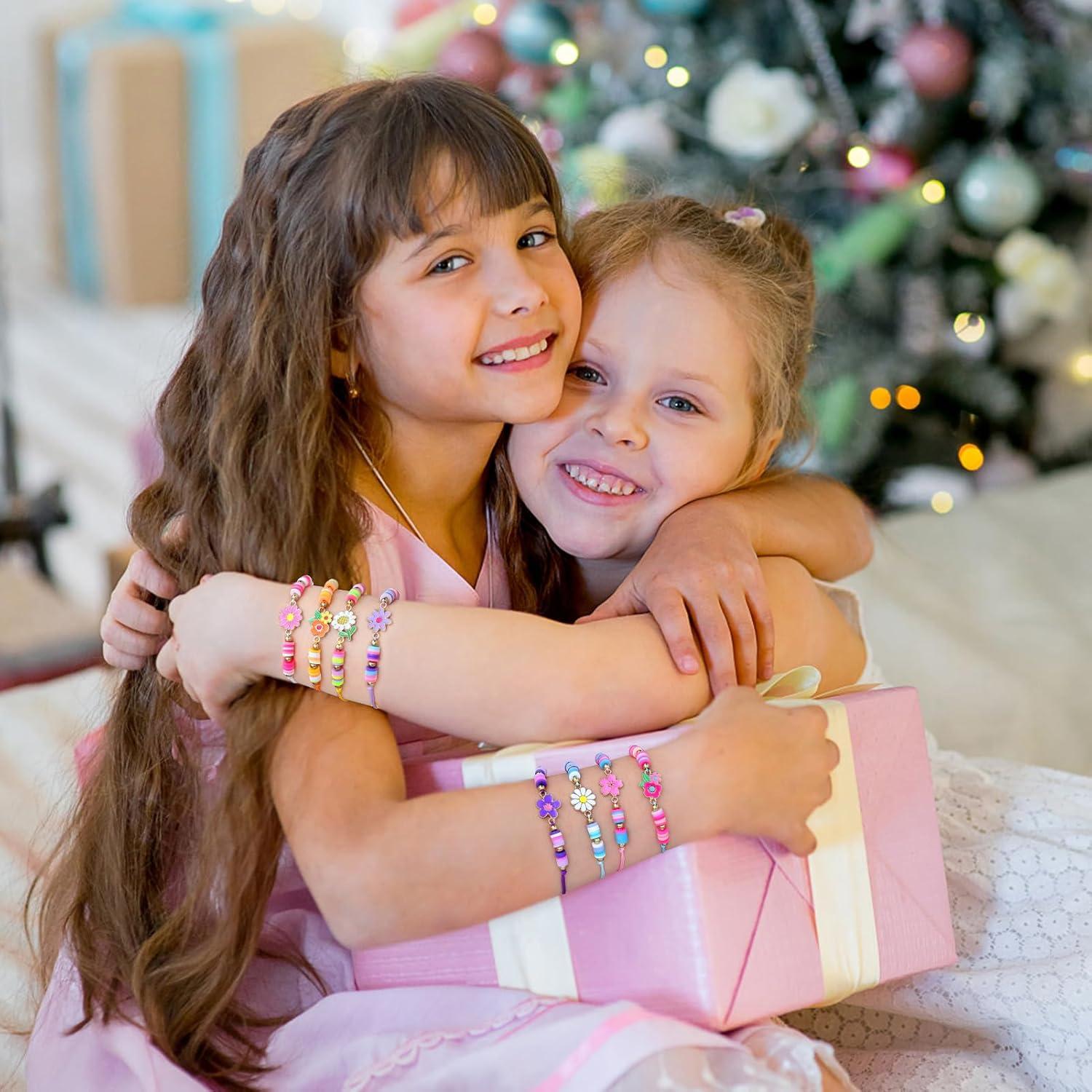 12 Pulseras Ajustables de Flores KELENO para Niñas