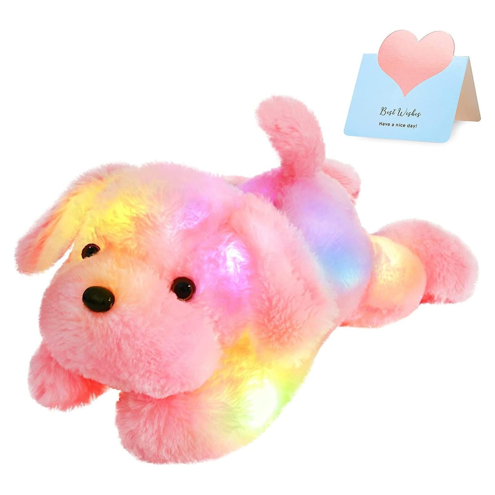 Perro de Peluche LED Rosa WEWILL 45.72 cm Luz Nocturna