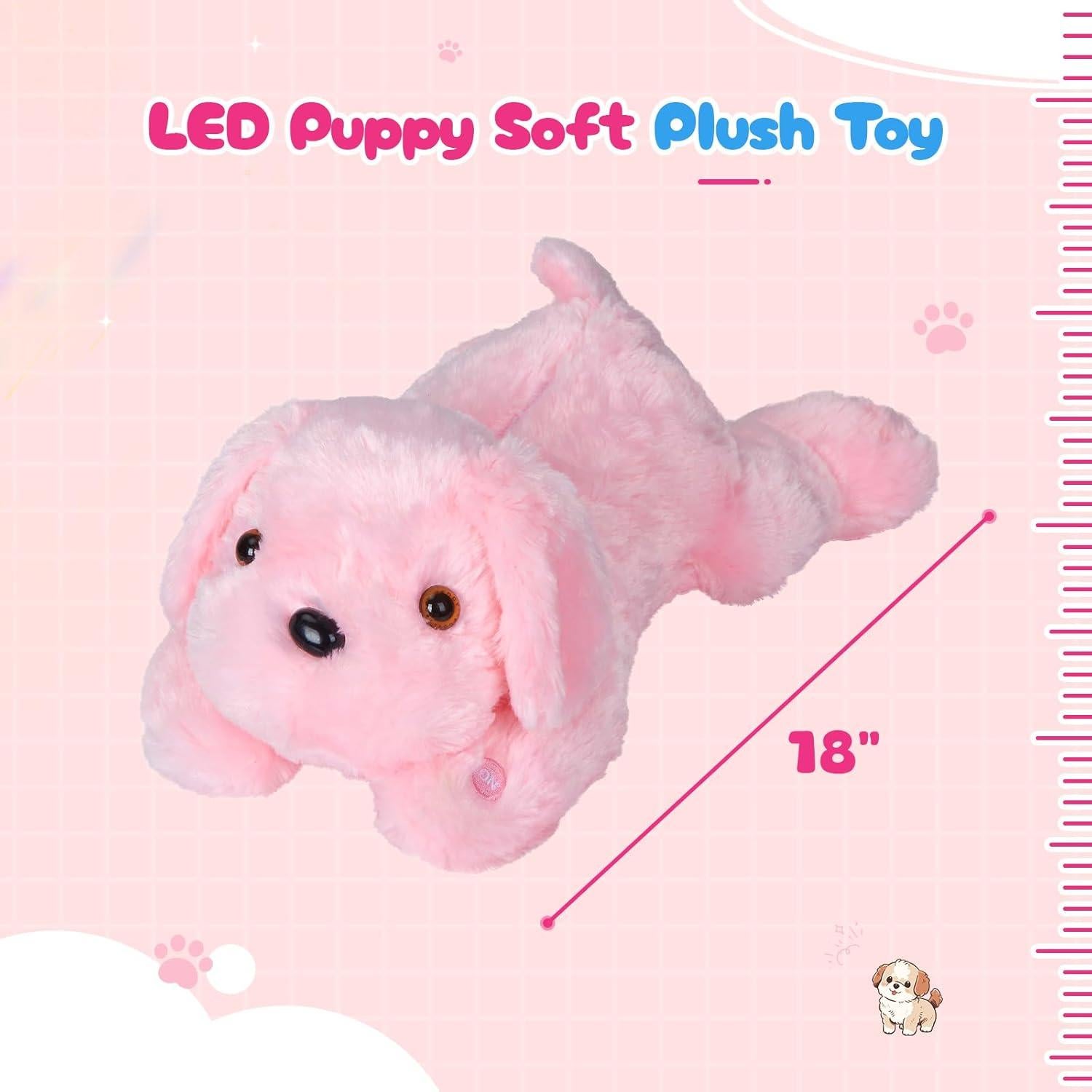 Perro de Peluche LED Rosa WEWILL 45.72 cm Luz Nocturna