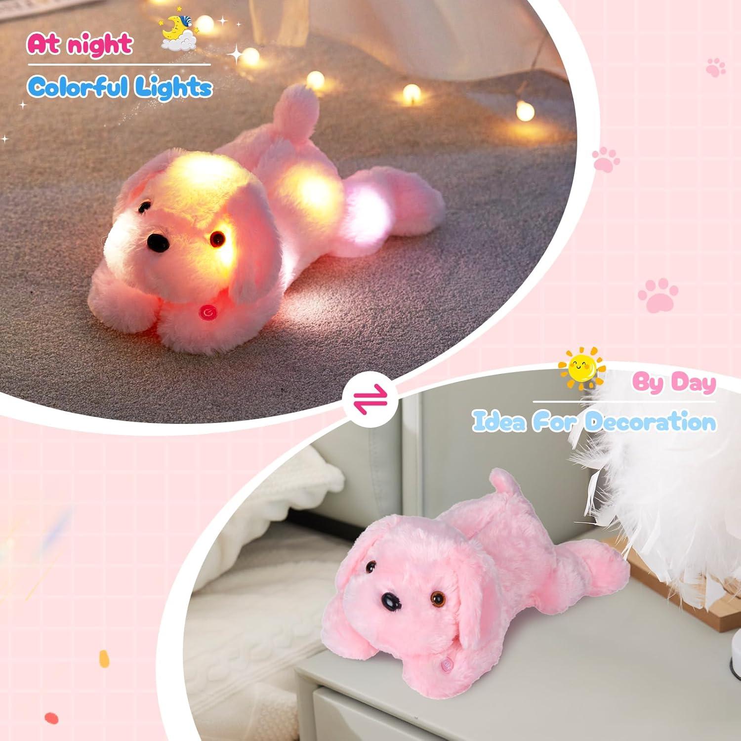 Perro de Peluche LED Rosa WEWILL 45.72 cm Luz Nocturna