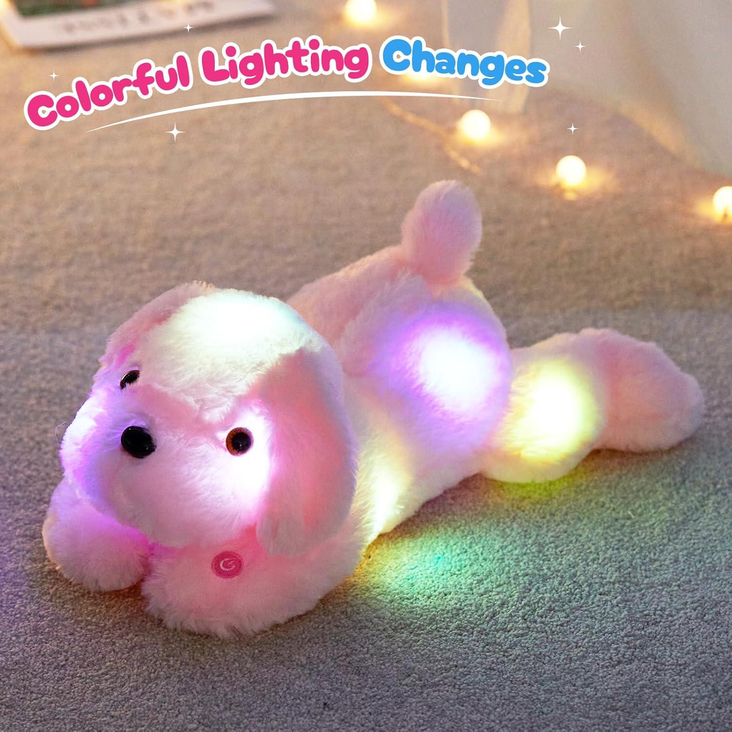 Perro de Peluche LED Rosa WEWILL 45.72 cm Luz Nocturna