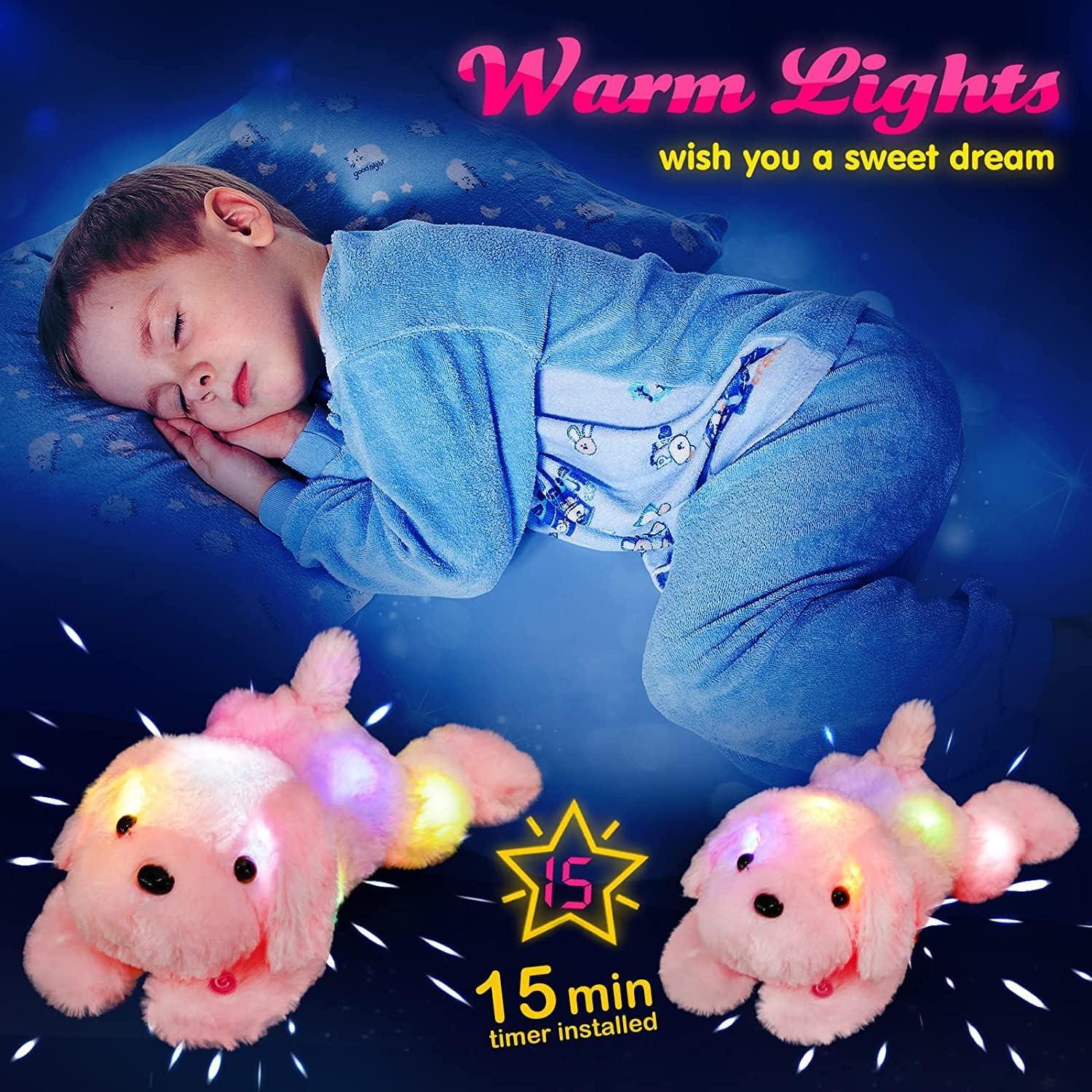 Perro de Peluche LED Rosa WEWILL 45.72 cm Luz Nocturna