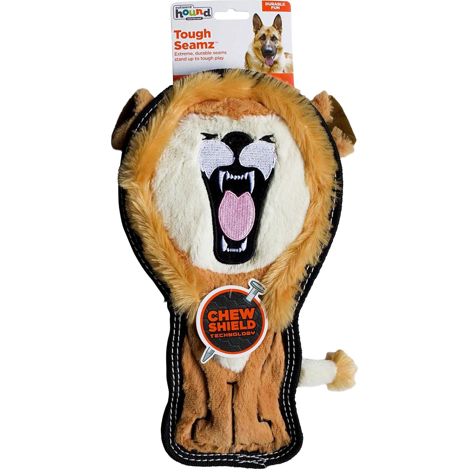 Juguete de perro de peluche Outward Hound Tough Seamz León Mediano