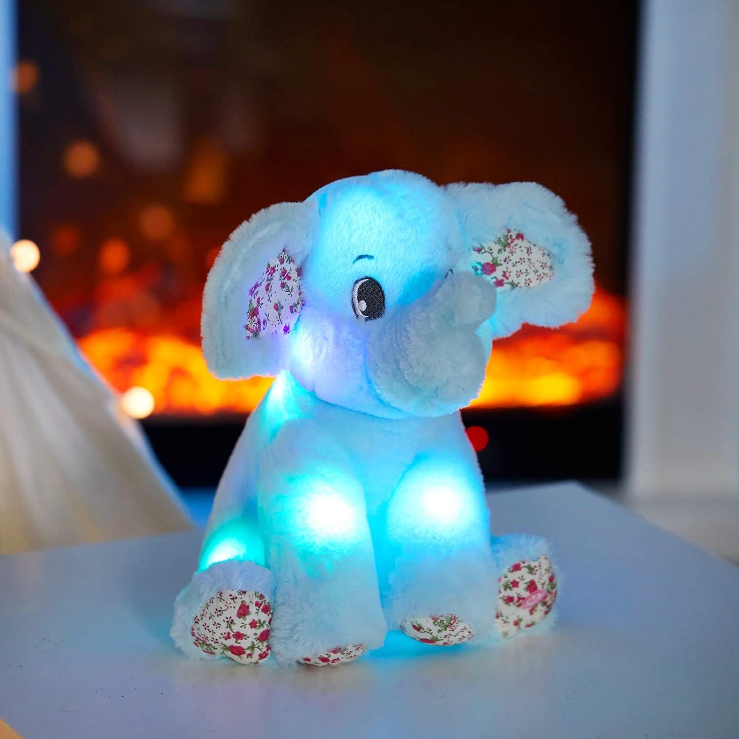 Elefante de Peluche Iluminado BSTAOFY 30 cm LED para Niños