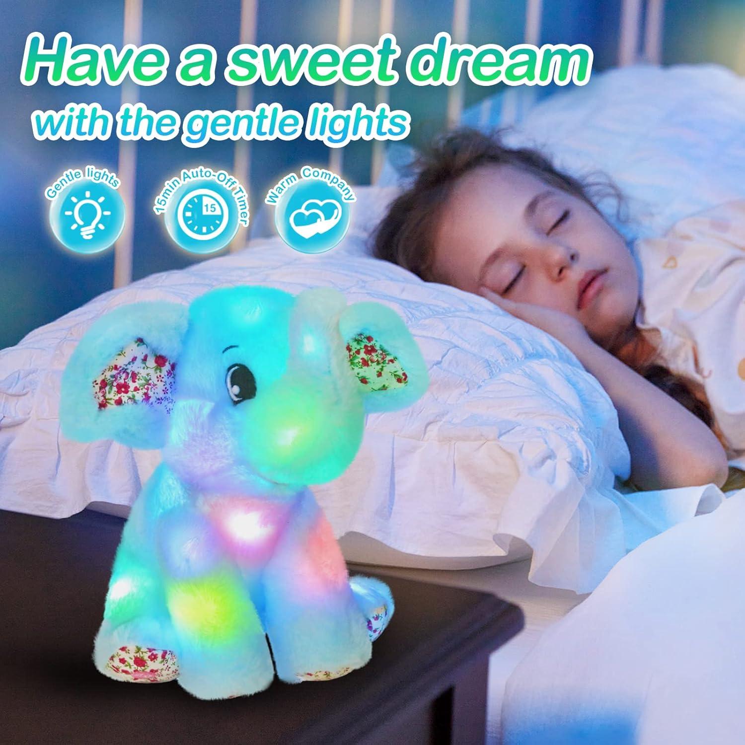 Elefante de Peluche Iluminado BSTAOFY 30 cm LED para Niños