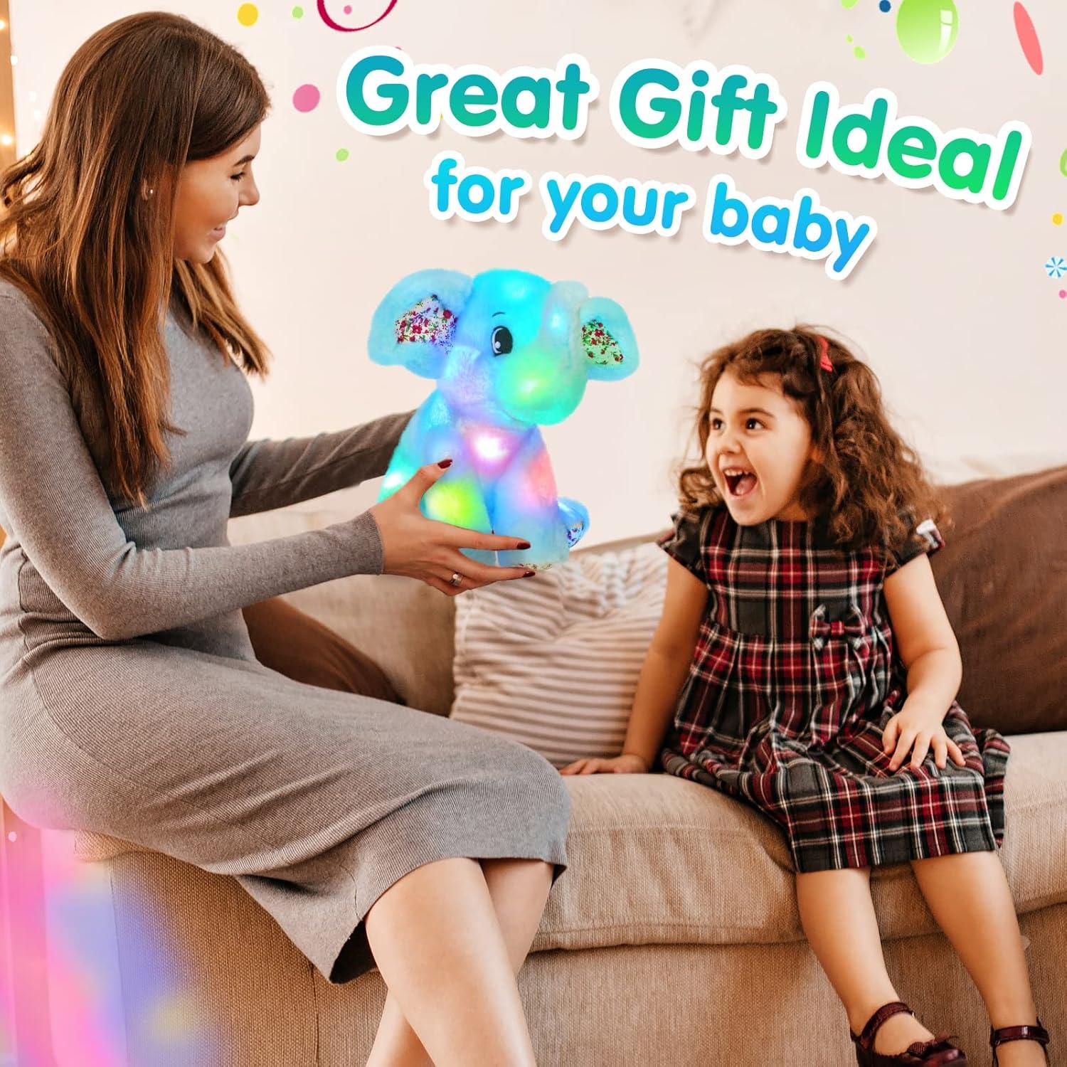 Elefante de Peluche Iluminado BSTAOFY 30 cm LED para Niños