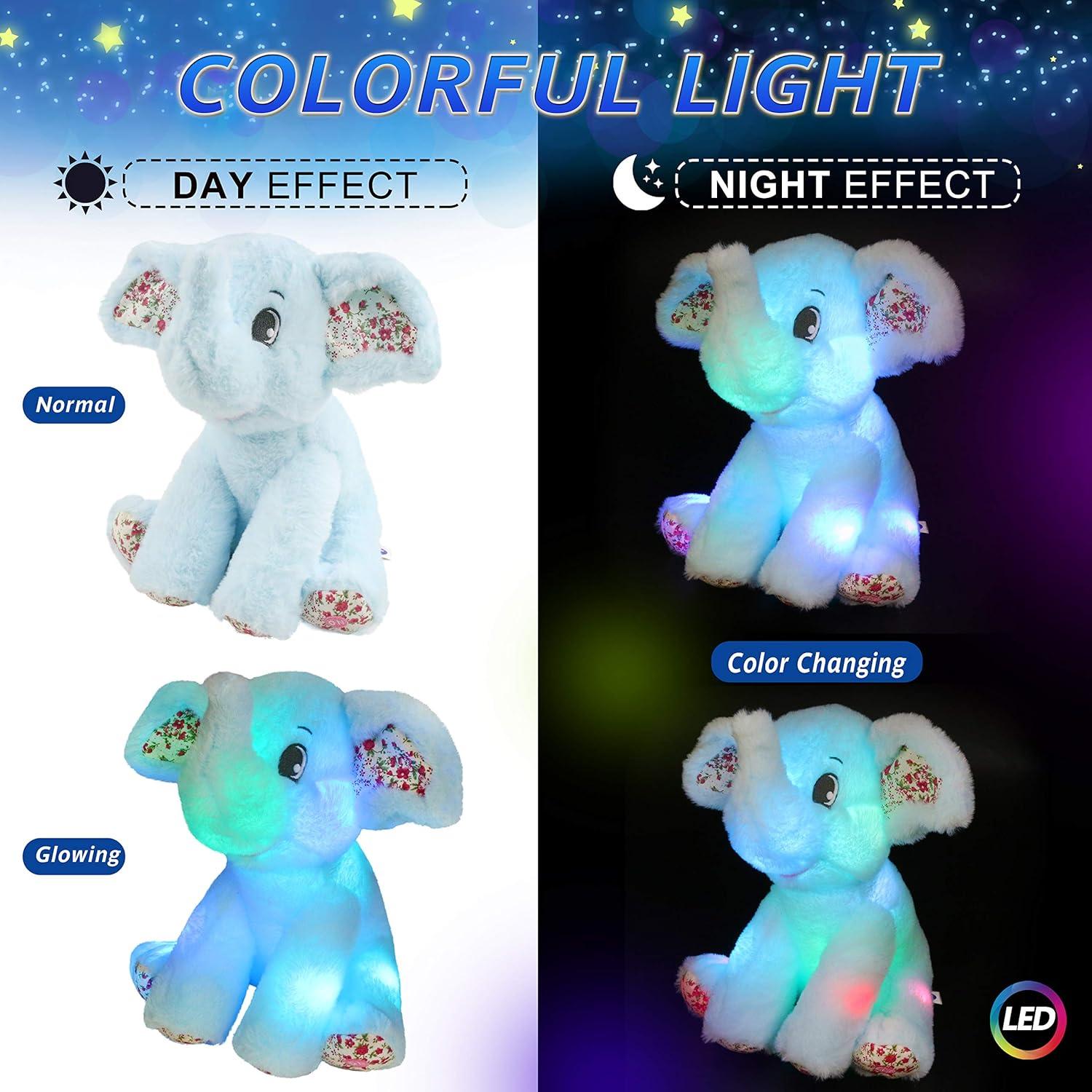 Elefante de Peluche Iluminado BSTAOFY 30 cm LED para Niños