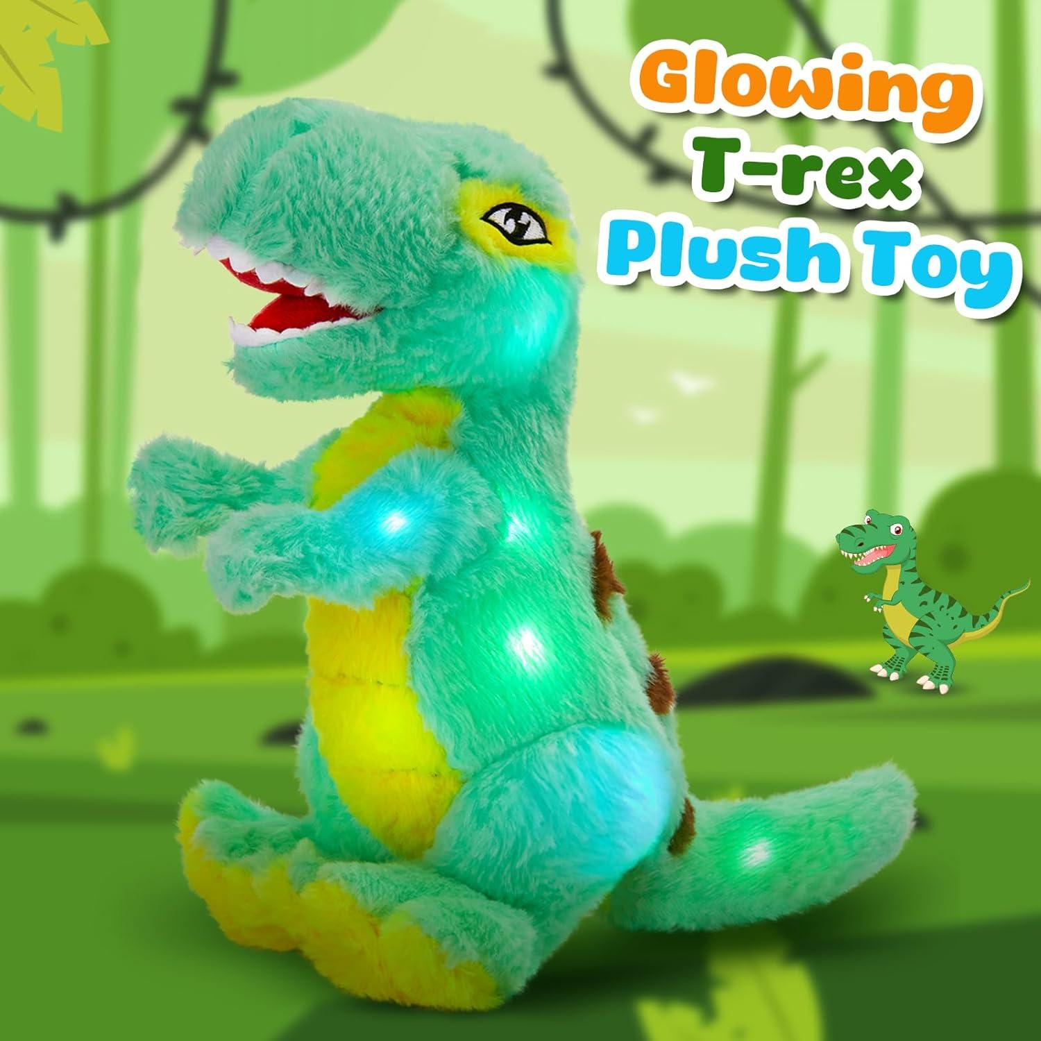 Juguete de Peluche Dinosaurio T-Rex Iluminado Guardias Brillantes 35 cm