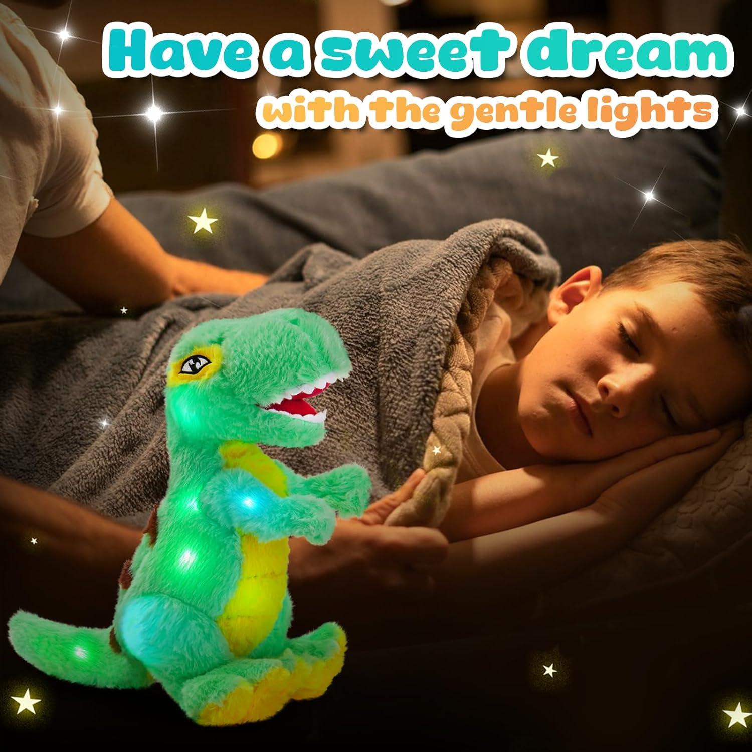 Juguete de Peluche Dinosaurio T-Rex Iluminado Guardias Brillantes 35 cm