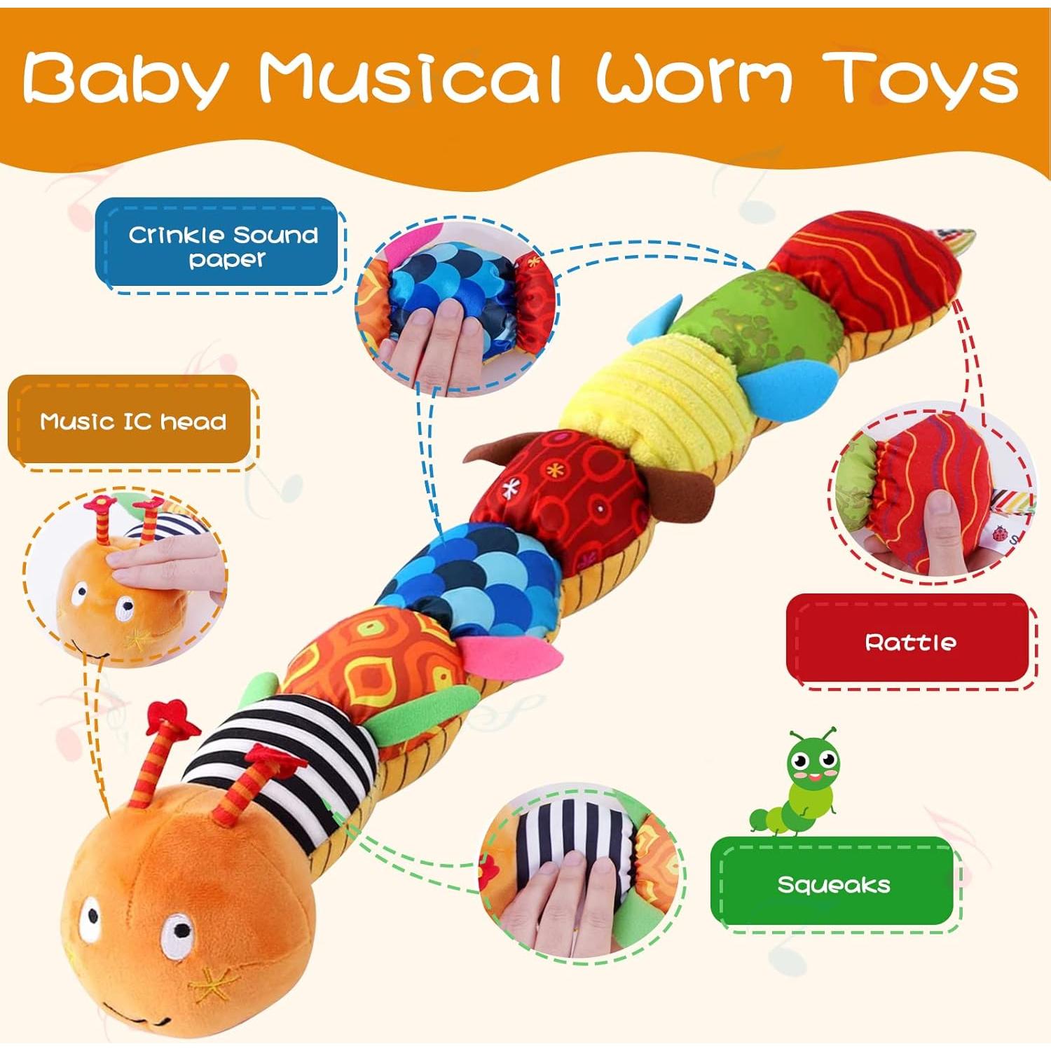 Gusano Musical Suave ZUCOOP 55.88 cm para Bebés 0-3 Años