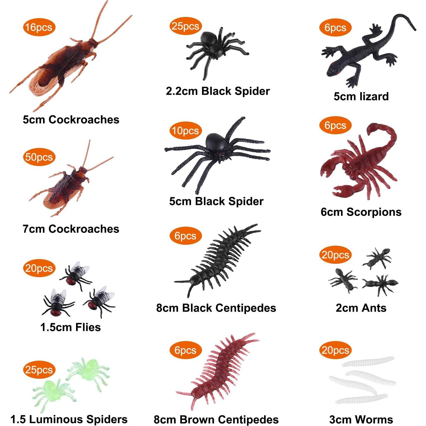 Juguetes de Broma Insectos Plásticos ASTARON 210 Pcs Halloween