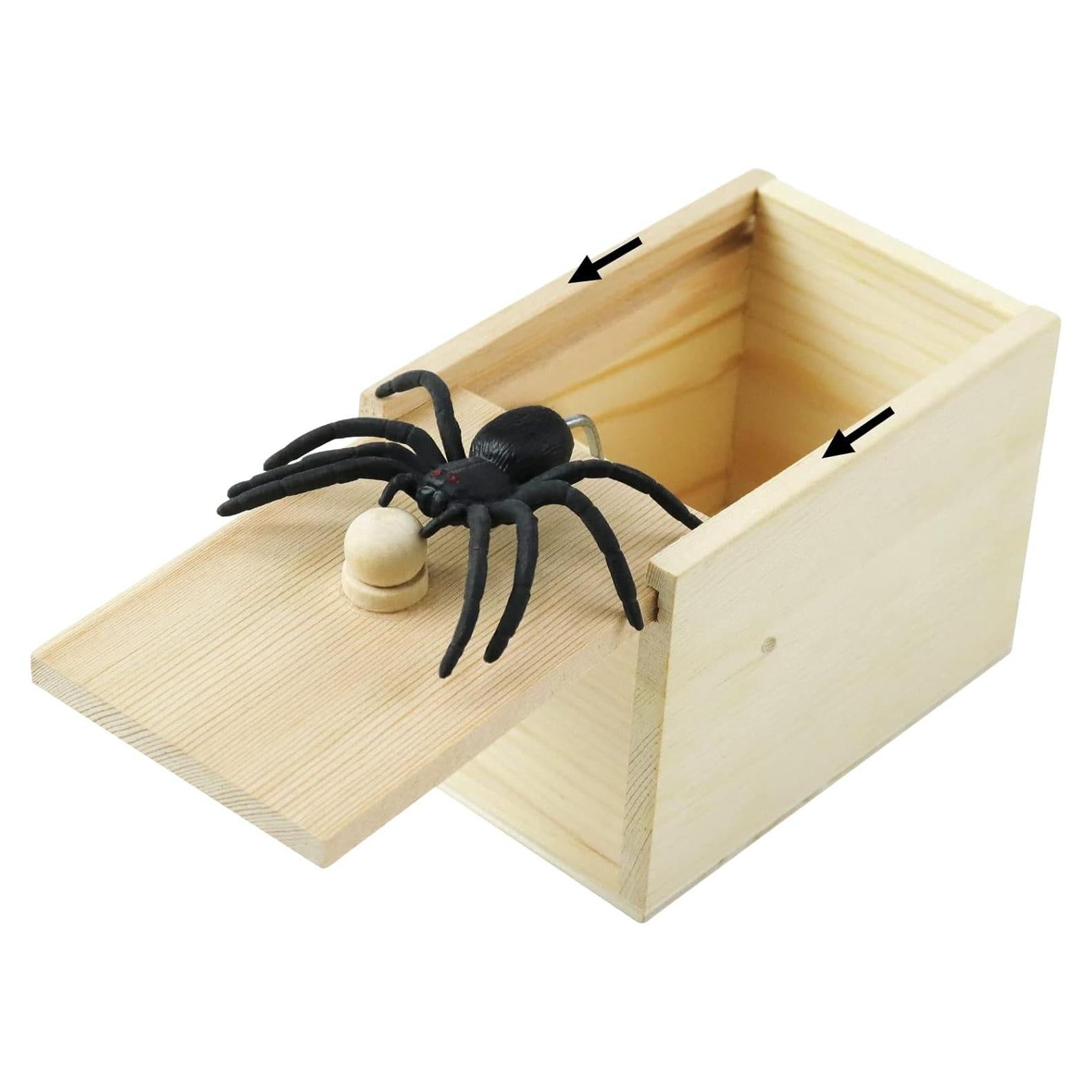 Caja de broma Gooswexmzl con araña de goma - Juguete divertido