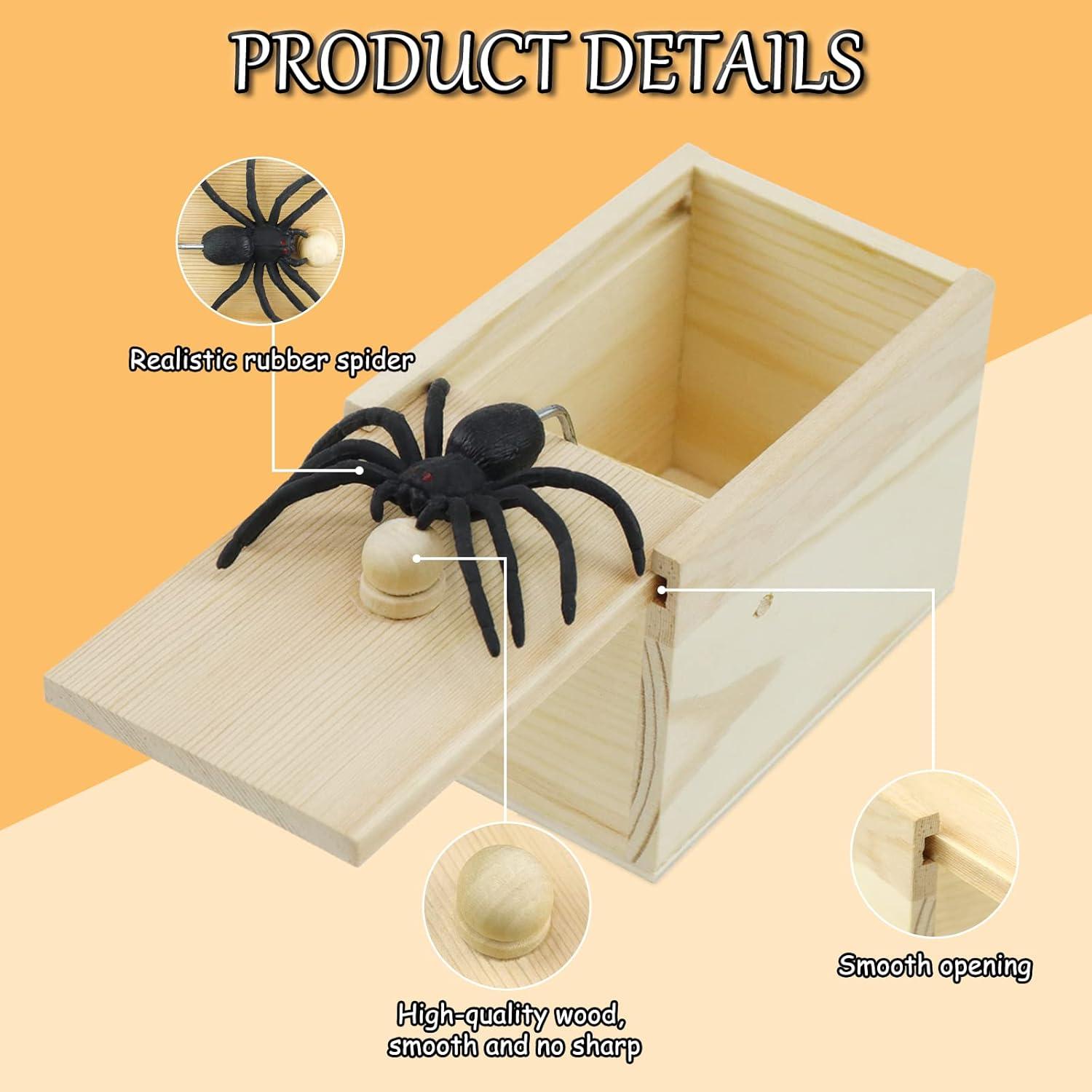 Caja de broma Gooswexmzl con araña de goma - Juguete divertido