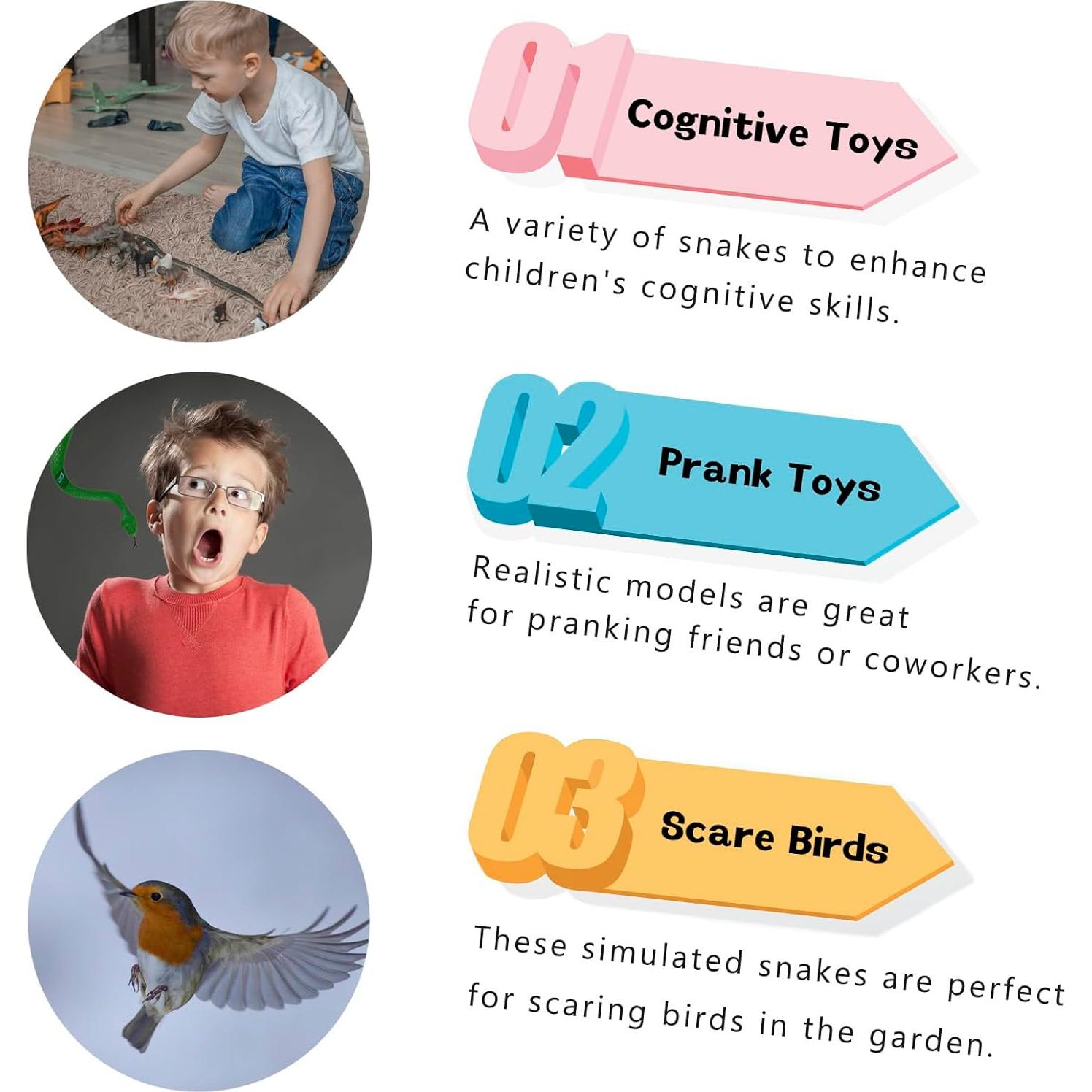 Serpientes de Goma Realistas 12 Pcs - Juguete de Broma